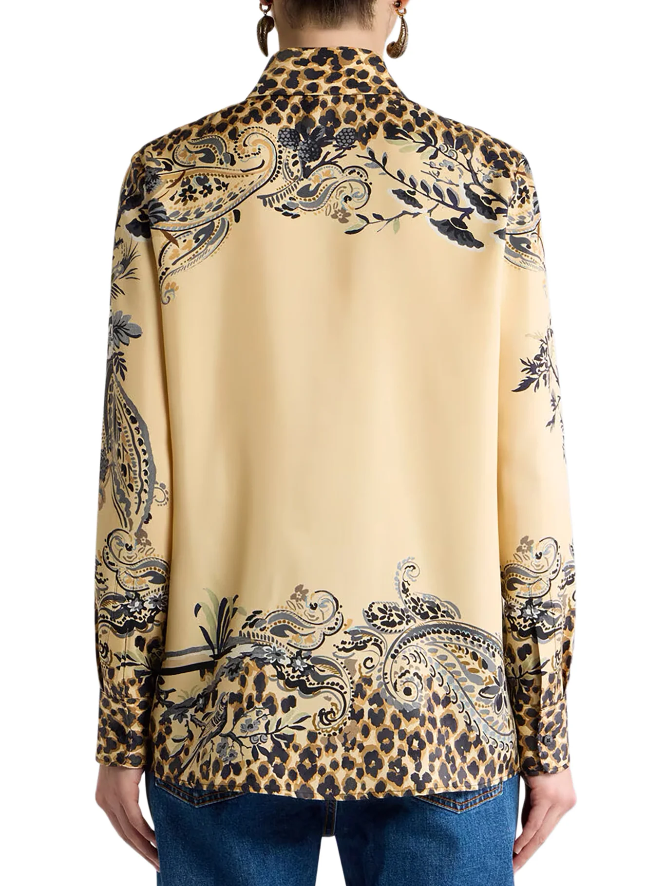 SILK SHIRT WITH PLACEMENT LEOPARD PRINT - Image 3