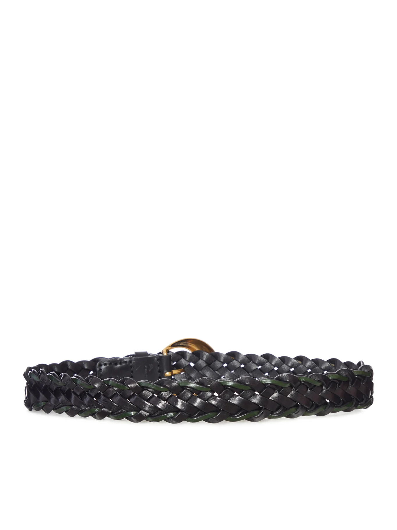 WOVEN LEATHER BELT WITH GOLD BUCKLE - Image 2