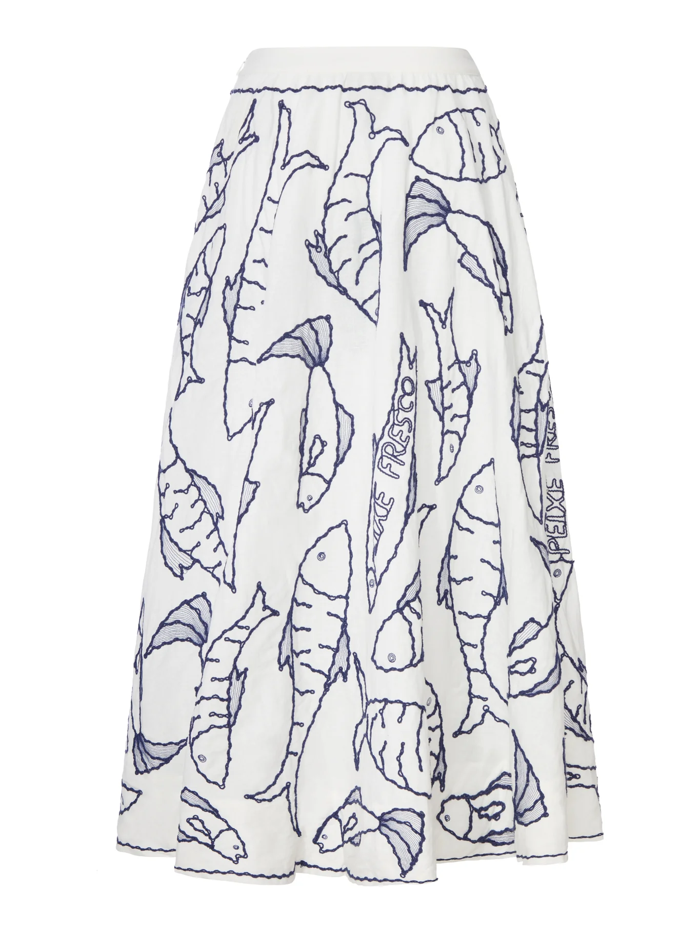 COTTON MIDI SKIRT WITH MARINE EMBROIDERY - Image 2