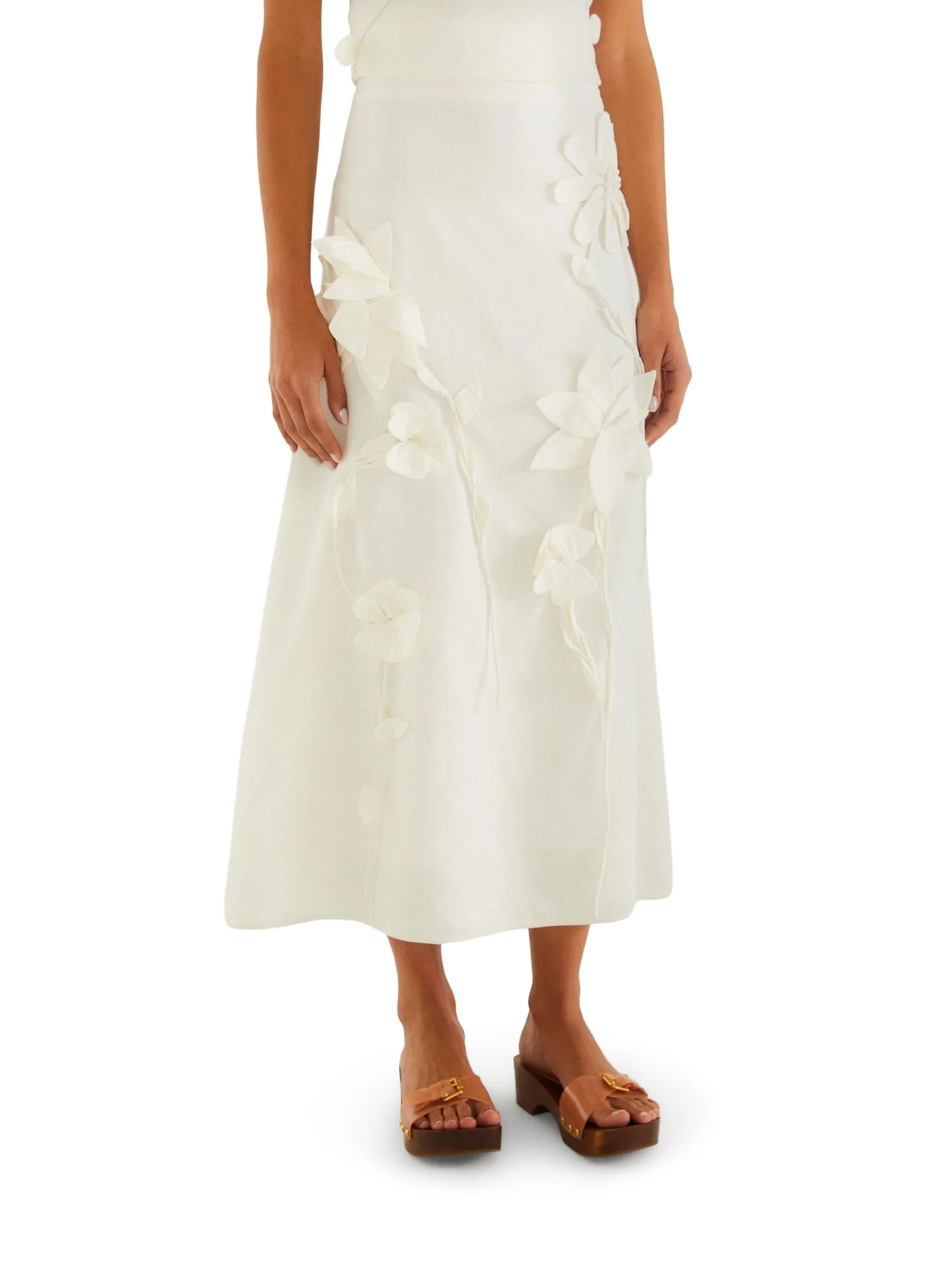 MIDI SKIRT WITH 3D FLOWERS - Image 3