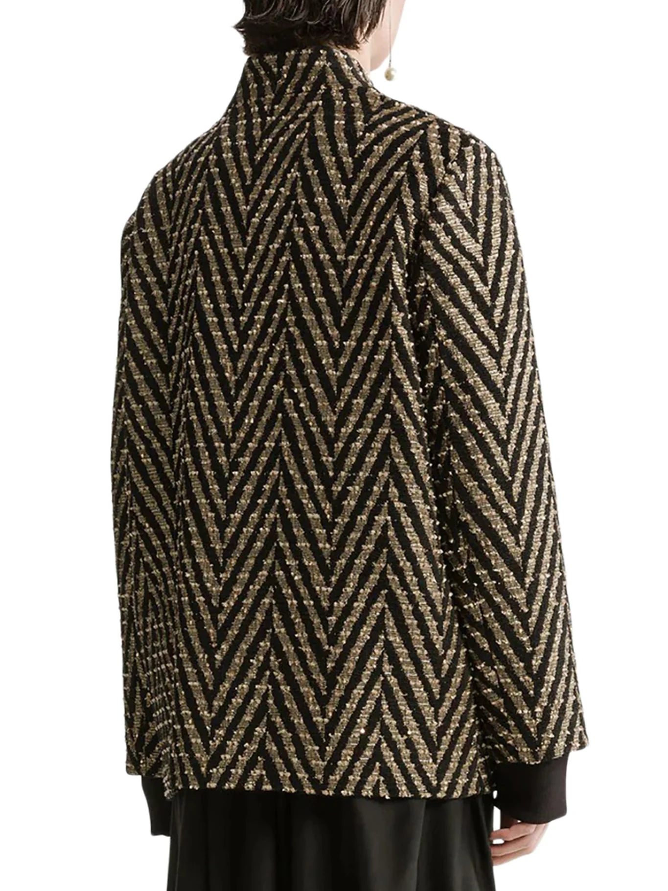 BLACK CHEVRON JAQUARD OVER-JACKET - Image 4