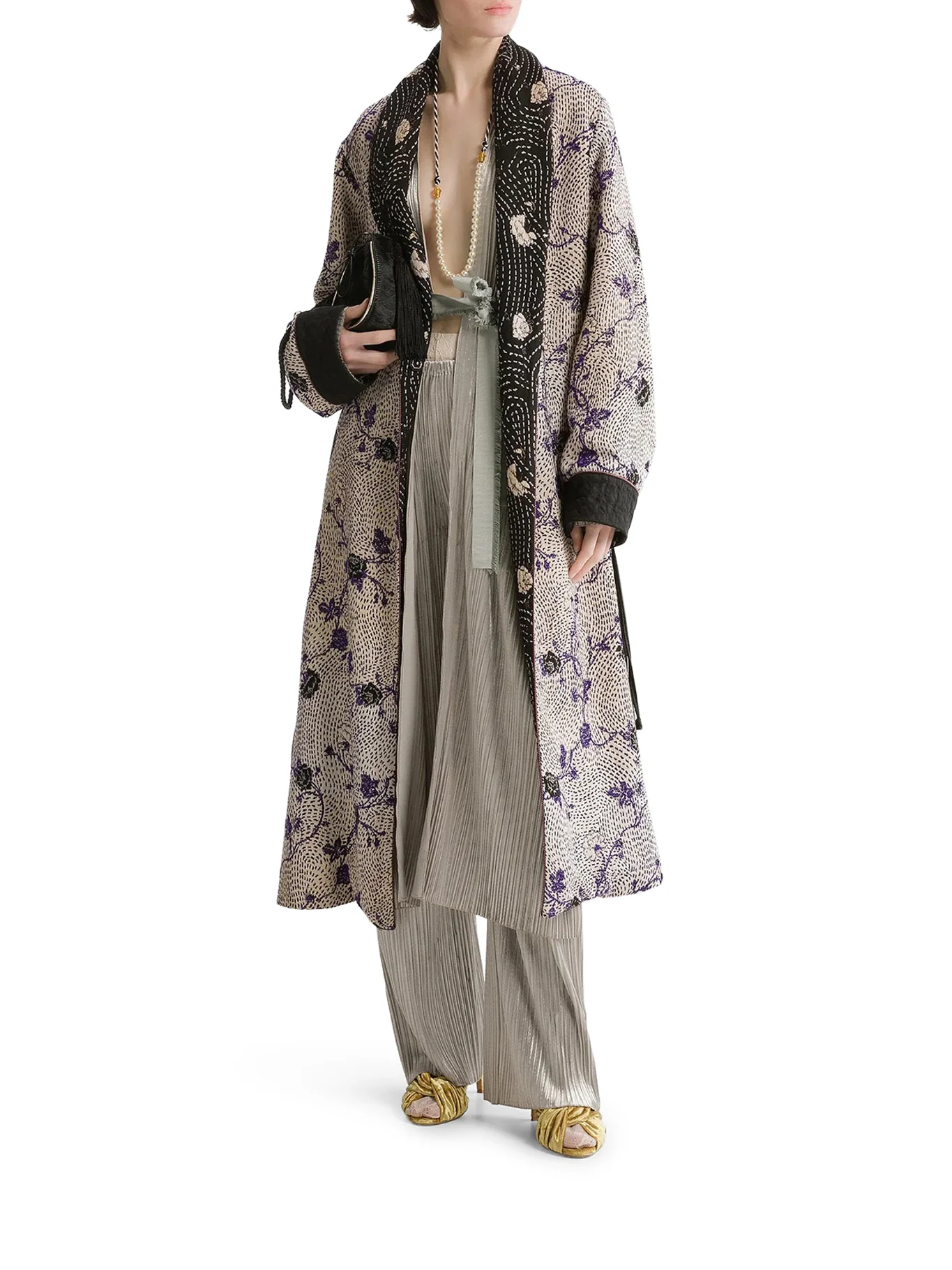 TROUSERS WITH AN ELASTICATED WAIST AND IRREGULAR PLEATING - Image 2