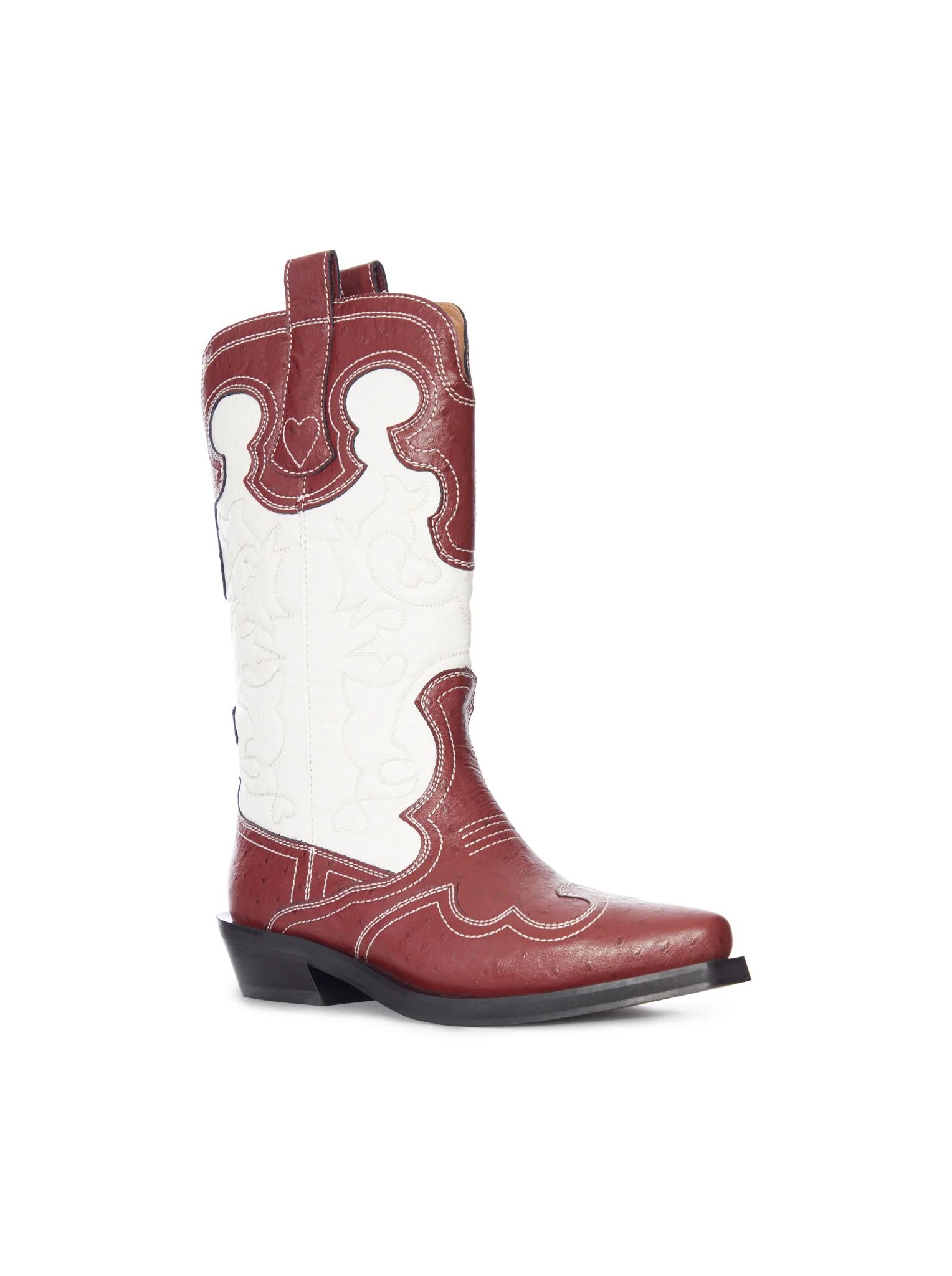 TWO-TONE LEATHER TEXAN BOOTS WITH DECORATIVE EMBROIDERY - Image 2