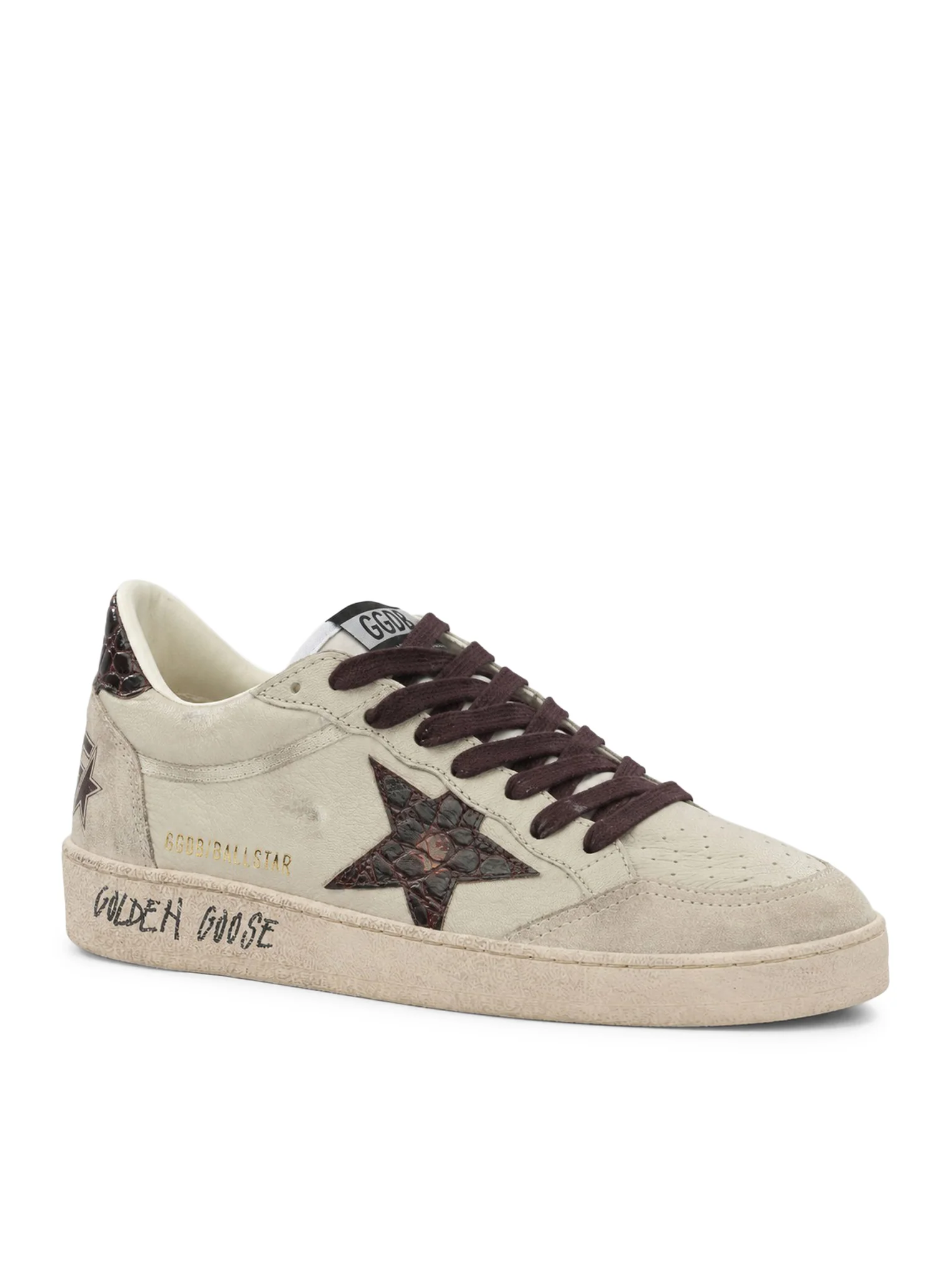BALL-STAR SNEAKERS IN LEATHER WITH CROCODILE INSERTS - Image 2