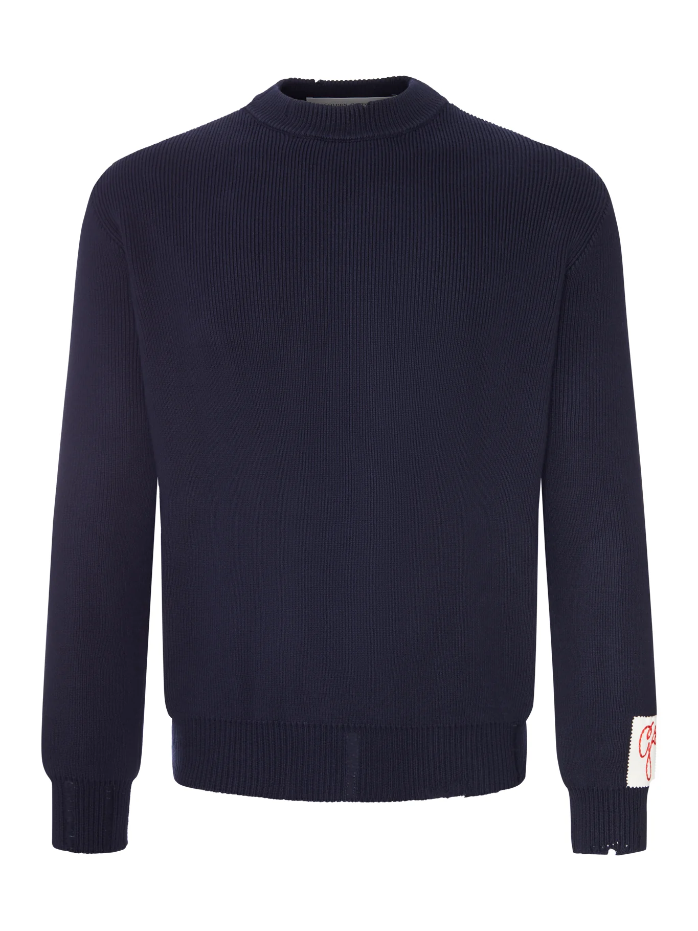 CREWNECK COTTON SWEATER WITH DESTROYED EFFECT