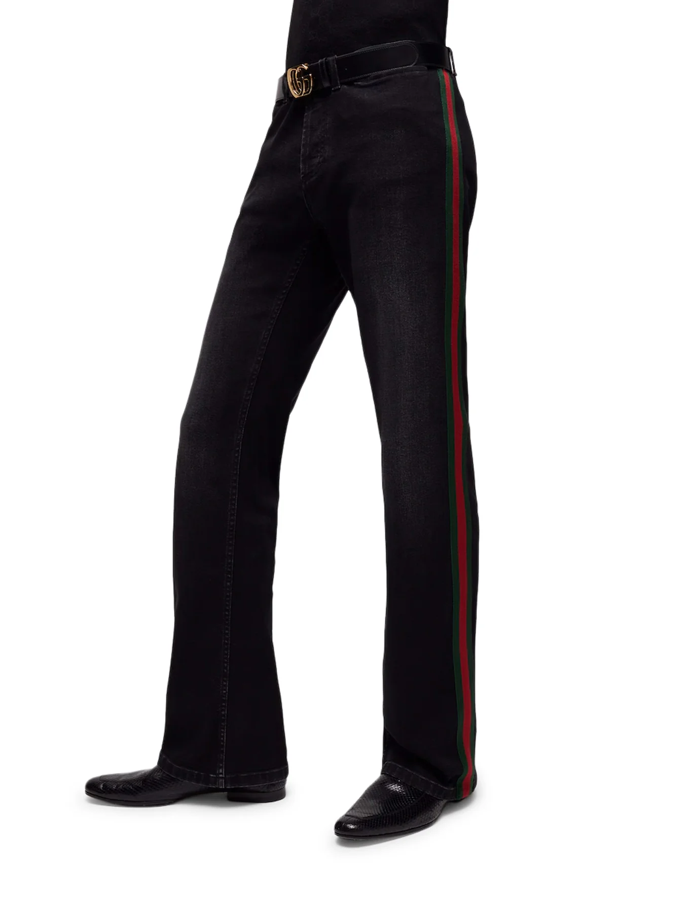 COTTON DENIM TROUSERS WITH WEB RIBBON - Image 4