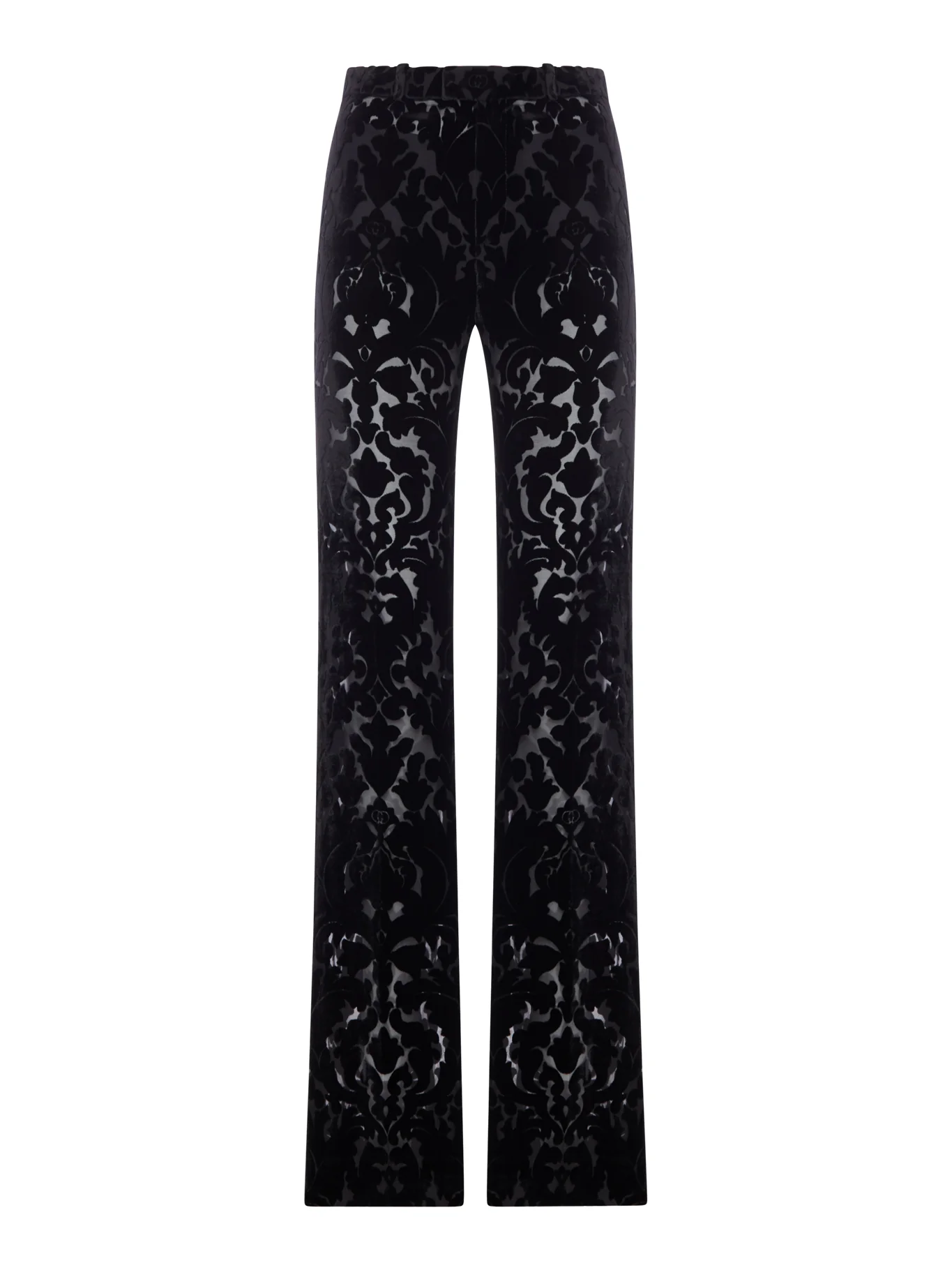 FLORAL-PRINT DEVORÉ VELOUR TROUSERS