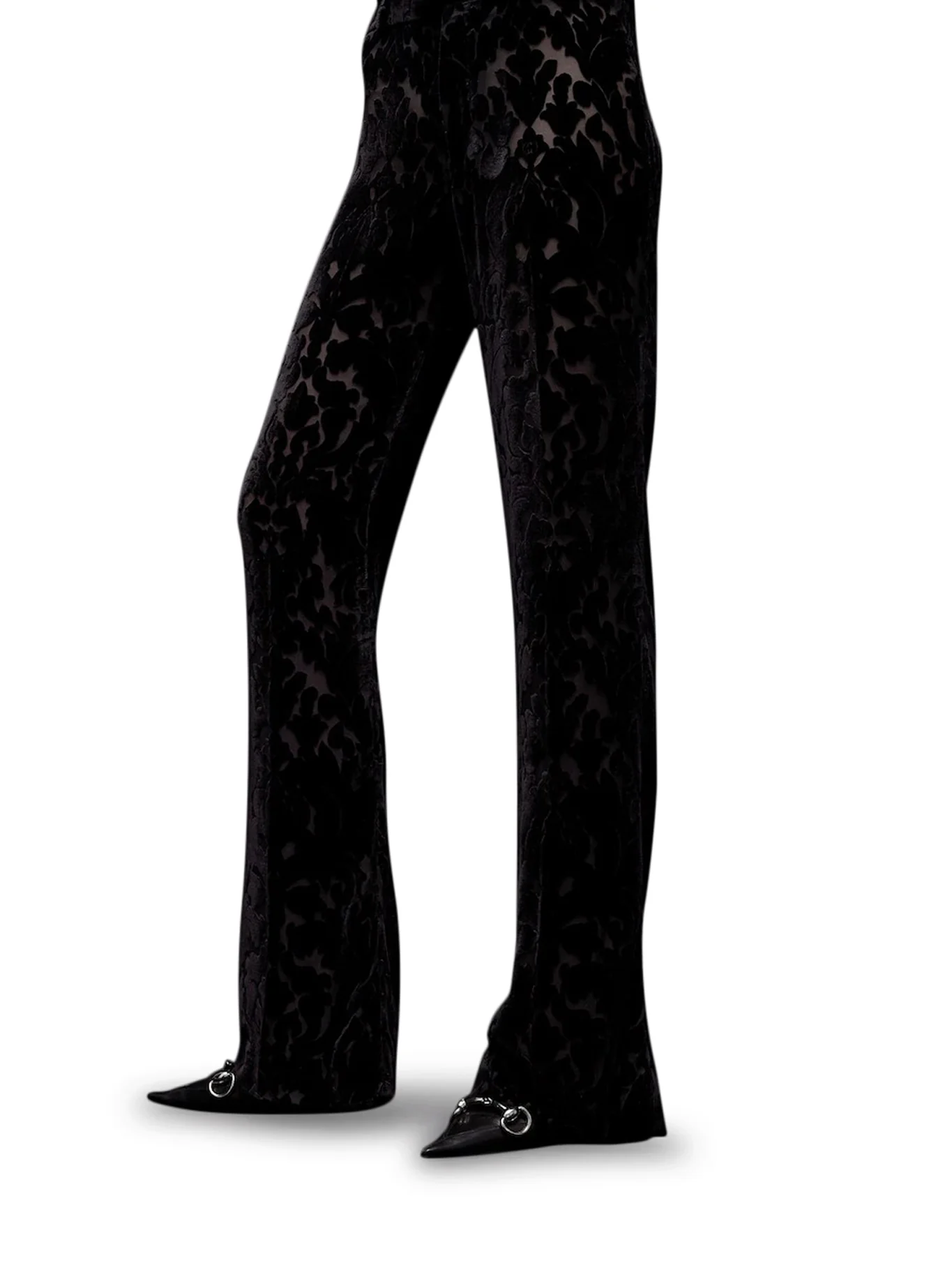 FLORAL-PRINT DEVORÉ VELOUR TROUSERS - Image 3