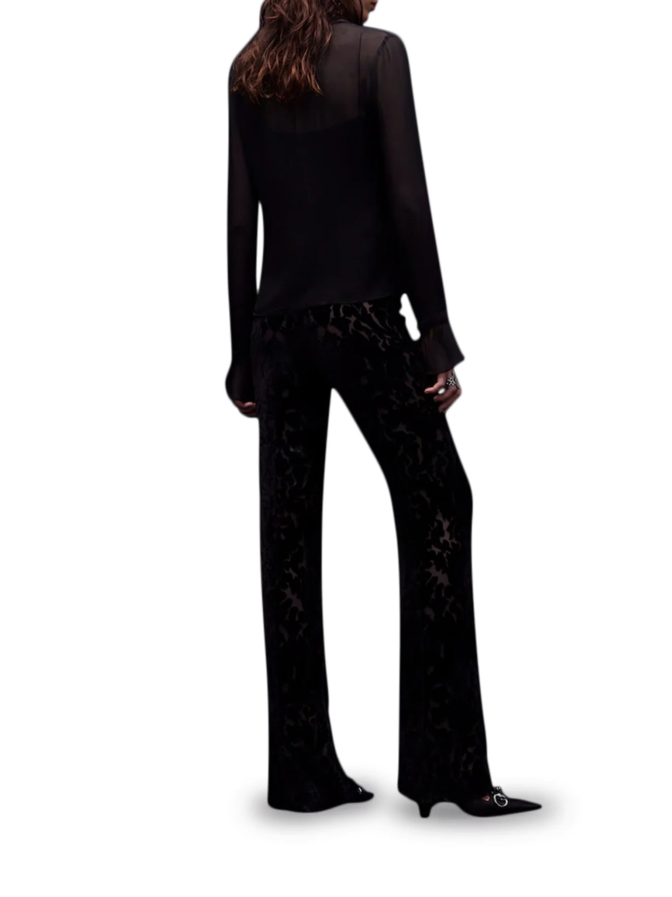 FLORAL-PRINT DEVORÉ VELOUR TROUSERS - Image 4