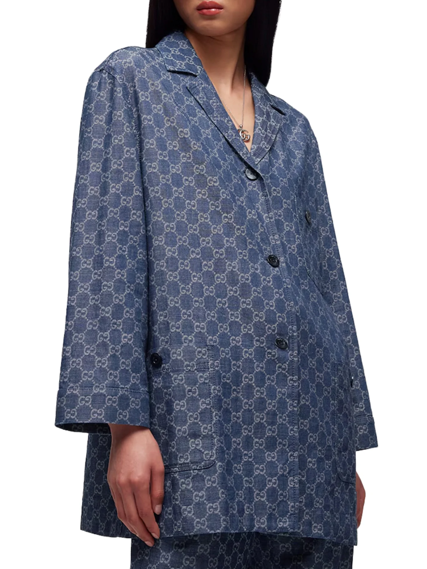 GG JACQUARD COTTON DENIM JACKET - Image 3
