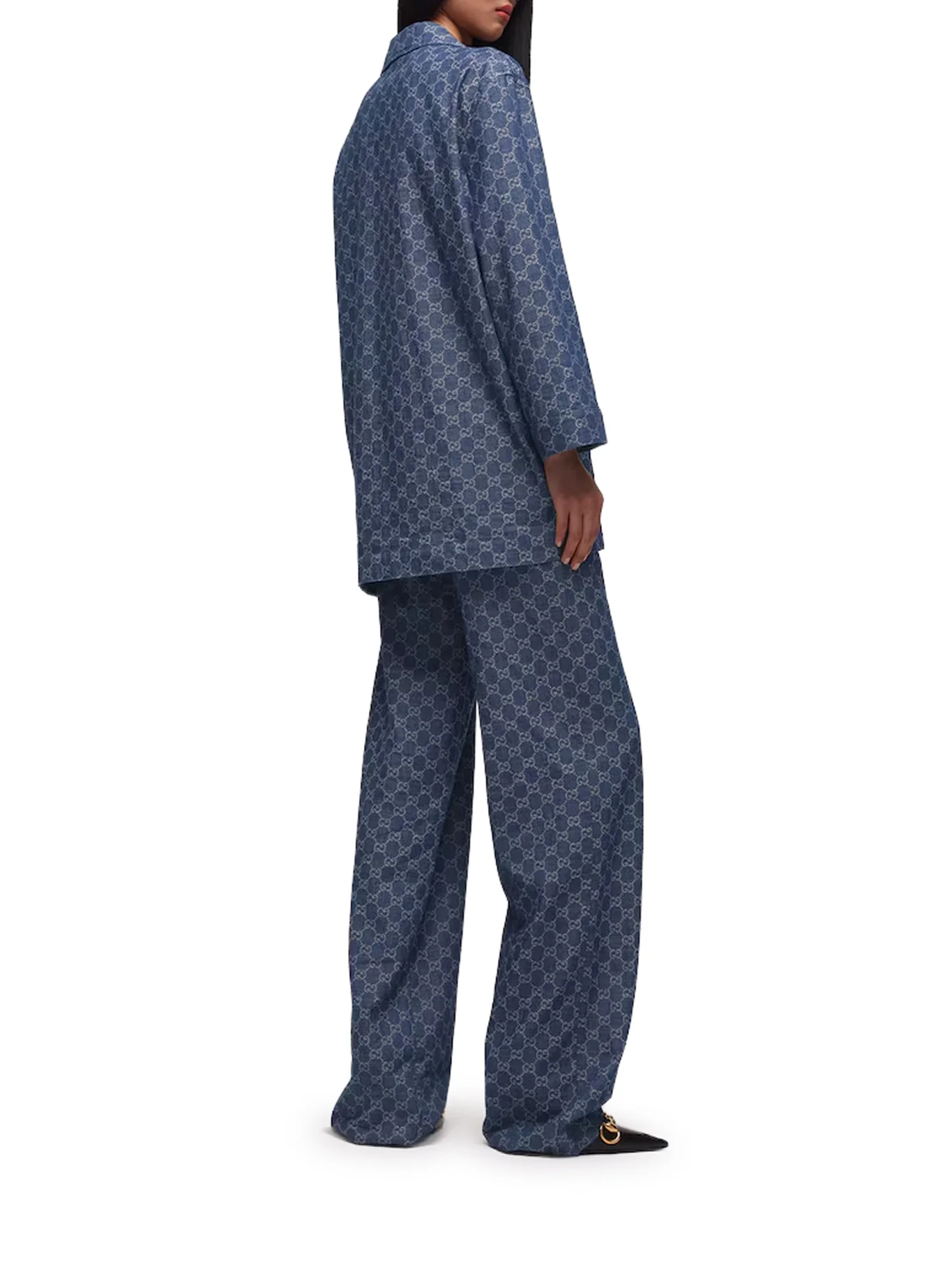 GG JACQUARD COTTON DENIM TROUSERS - Image 3
