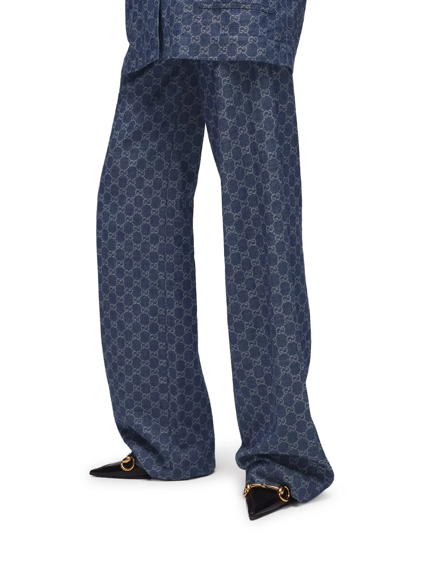 GG JACQUARD COTTON DENIM TROUSERS - Image 4