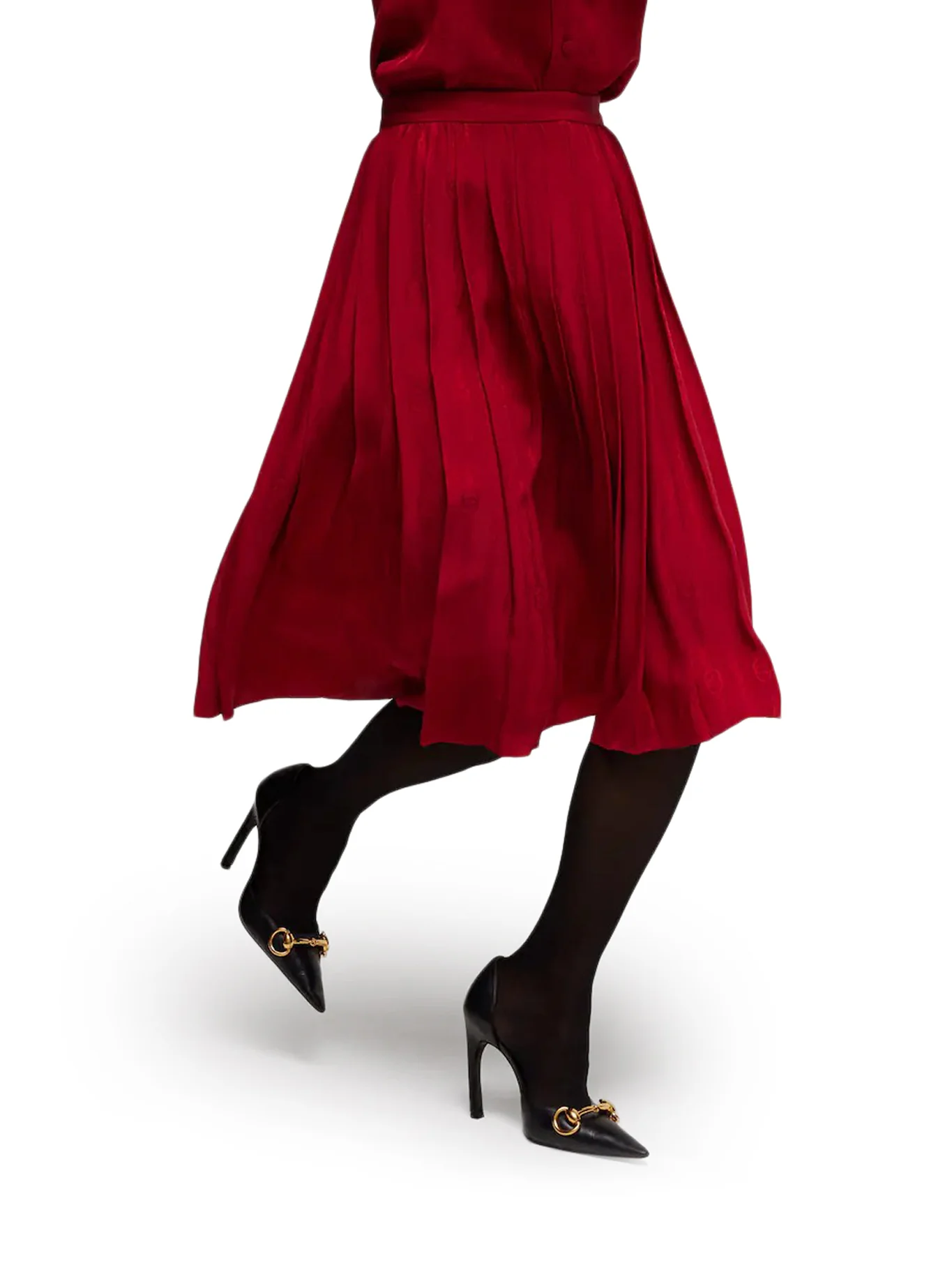 JACQUARD SILK MIDI SKIRT WITH GG CROSS CHAIN - Image 4
