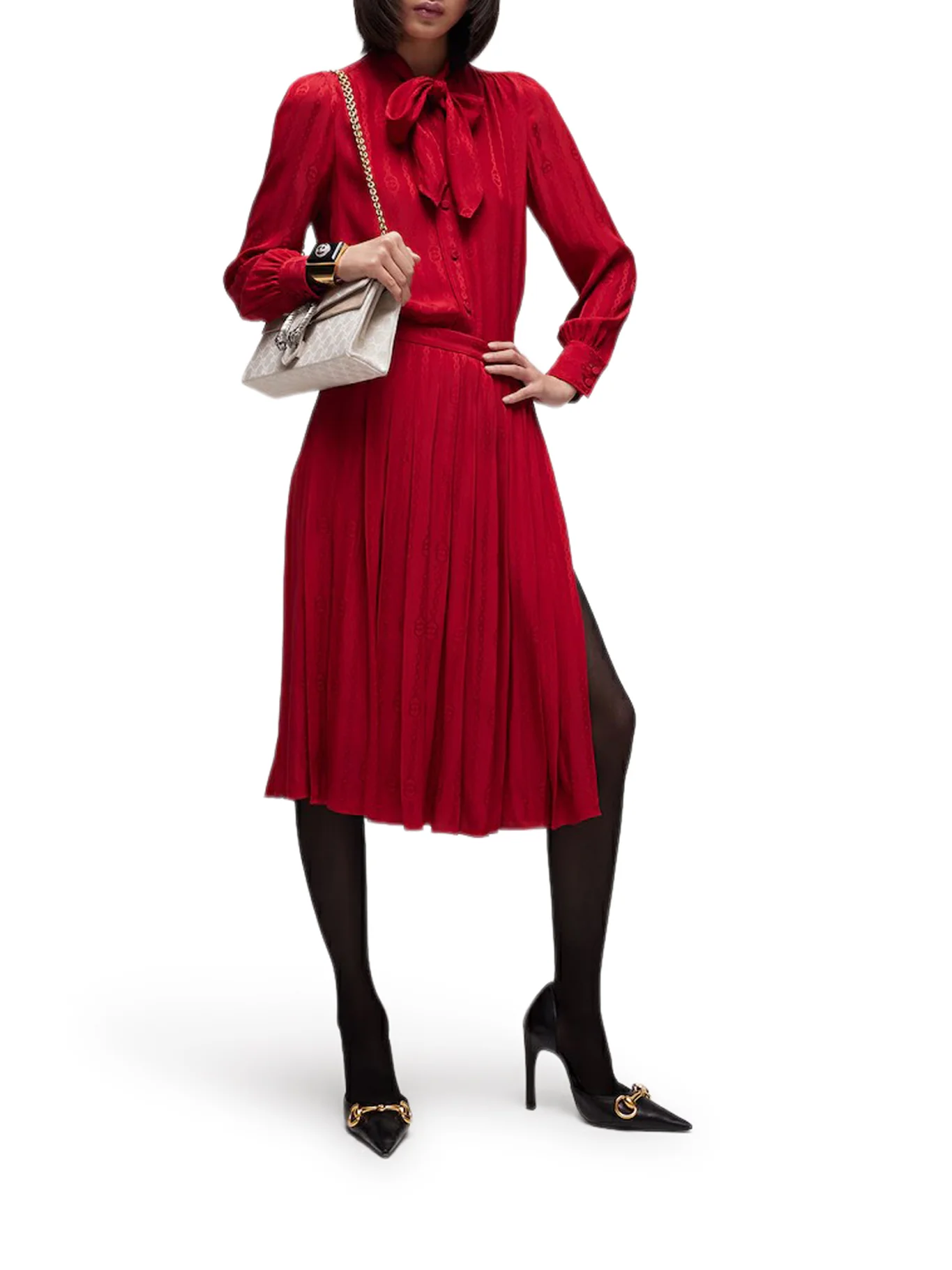 JACQUARD SILK SHIRT WITH GG CROSS CHAIN - Image 2