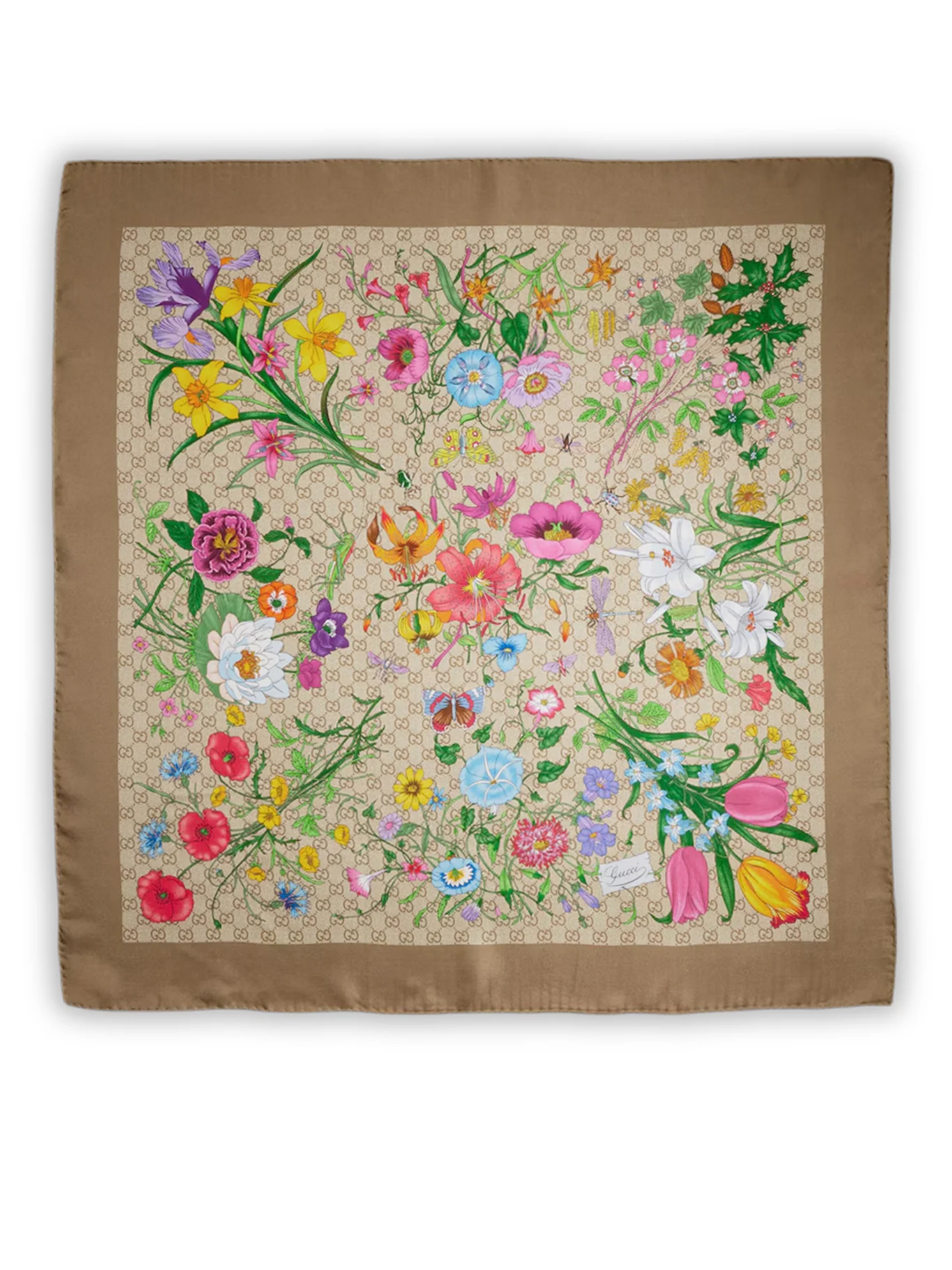 SILK TWILL SCARF WITH GG PRINT