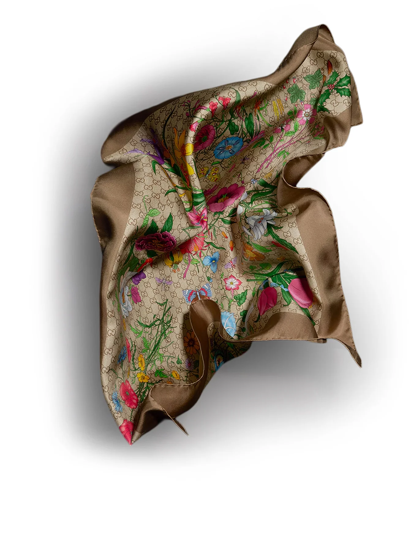 SILK TWILL SCARF WITH GG PRINT - Image 2