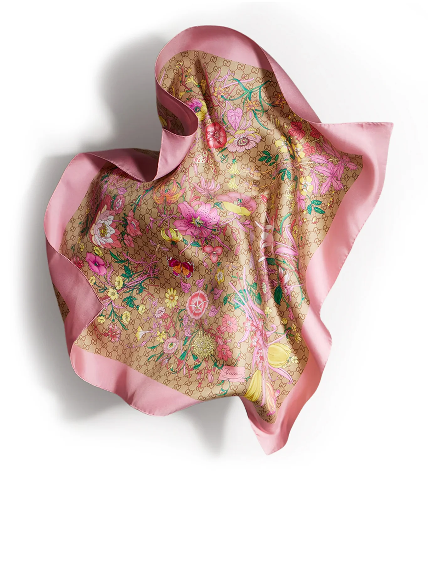 SILK TWILL SCARF WITH GG PRINT - Image 2