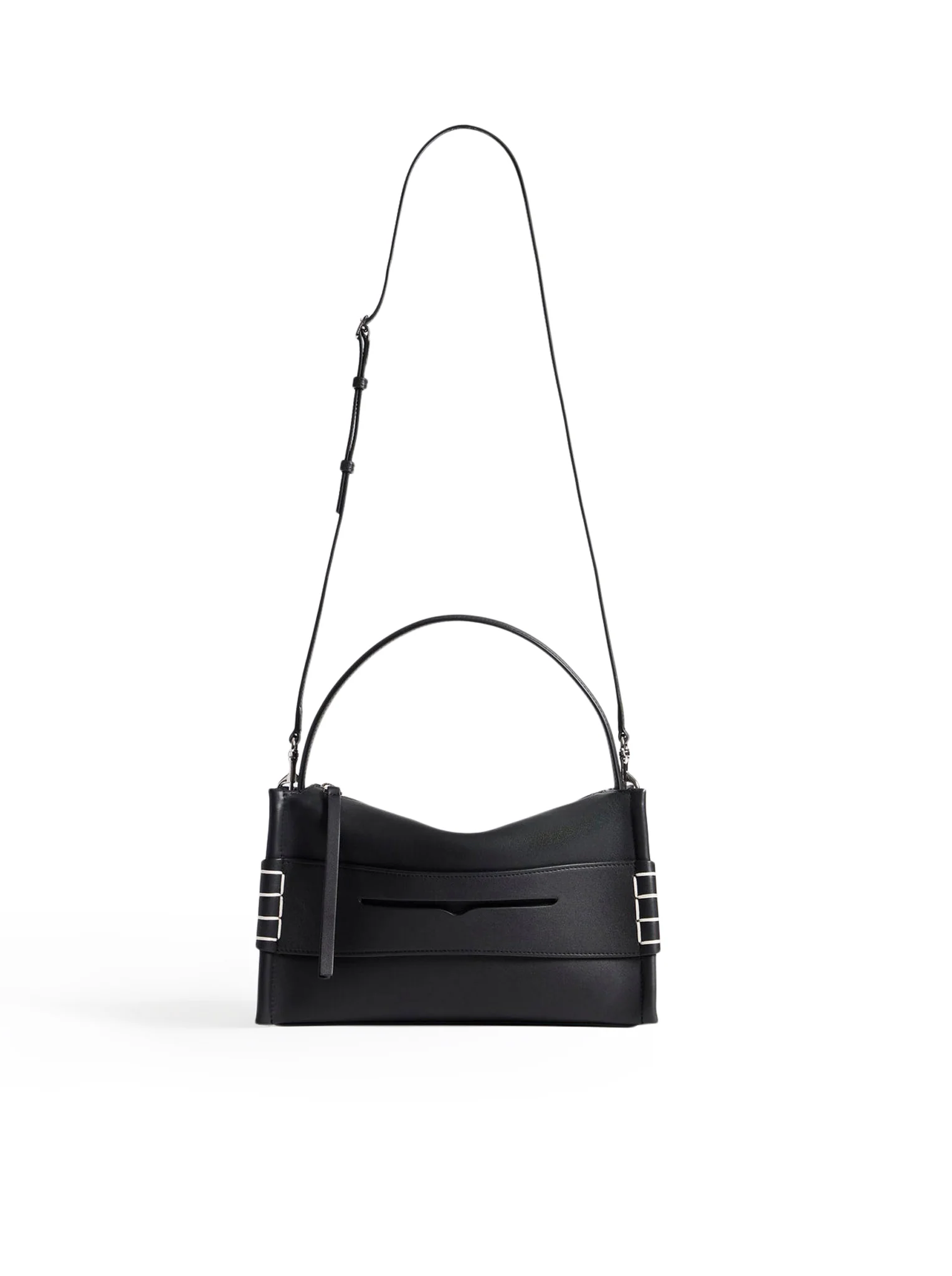 BLACK LEATHER LOAFER BAG - Image 5