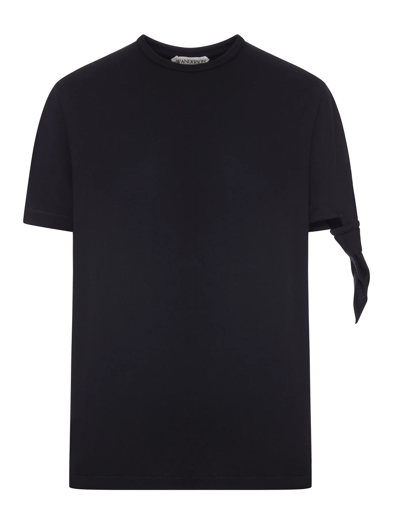 BLACK T-SHIRT WITH KNOTTED SLEEVES