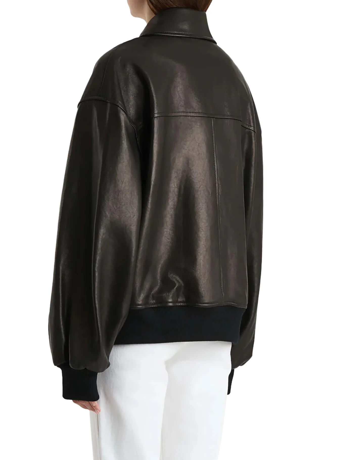 SHELMAN LEATHER BOMBER JACKET WITH WIDE NECK - Image 4