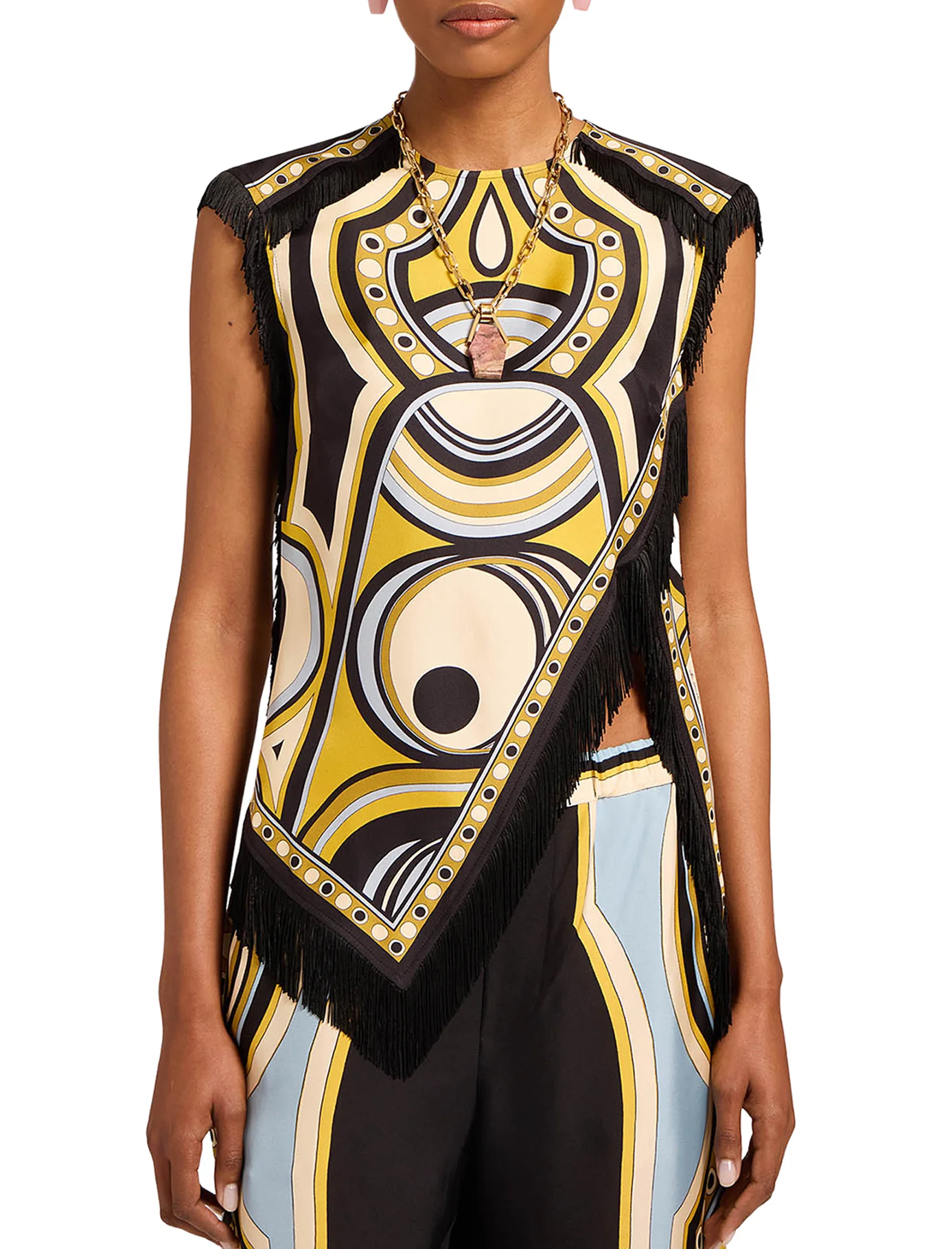 ASYMMETRIC SILK TOP WITH FRINGES - Image 2