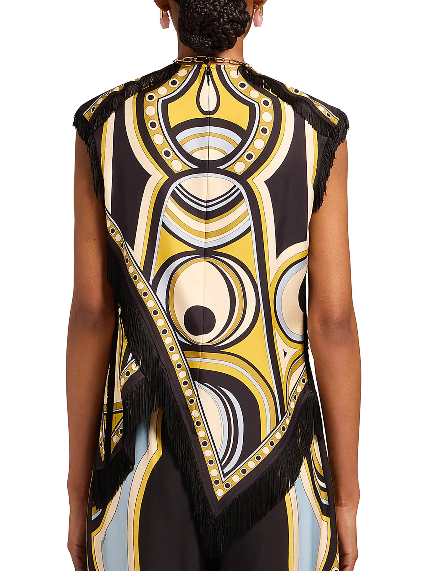 ASYMMETRIC SILK TOP WITH FRINGES - Image 3