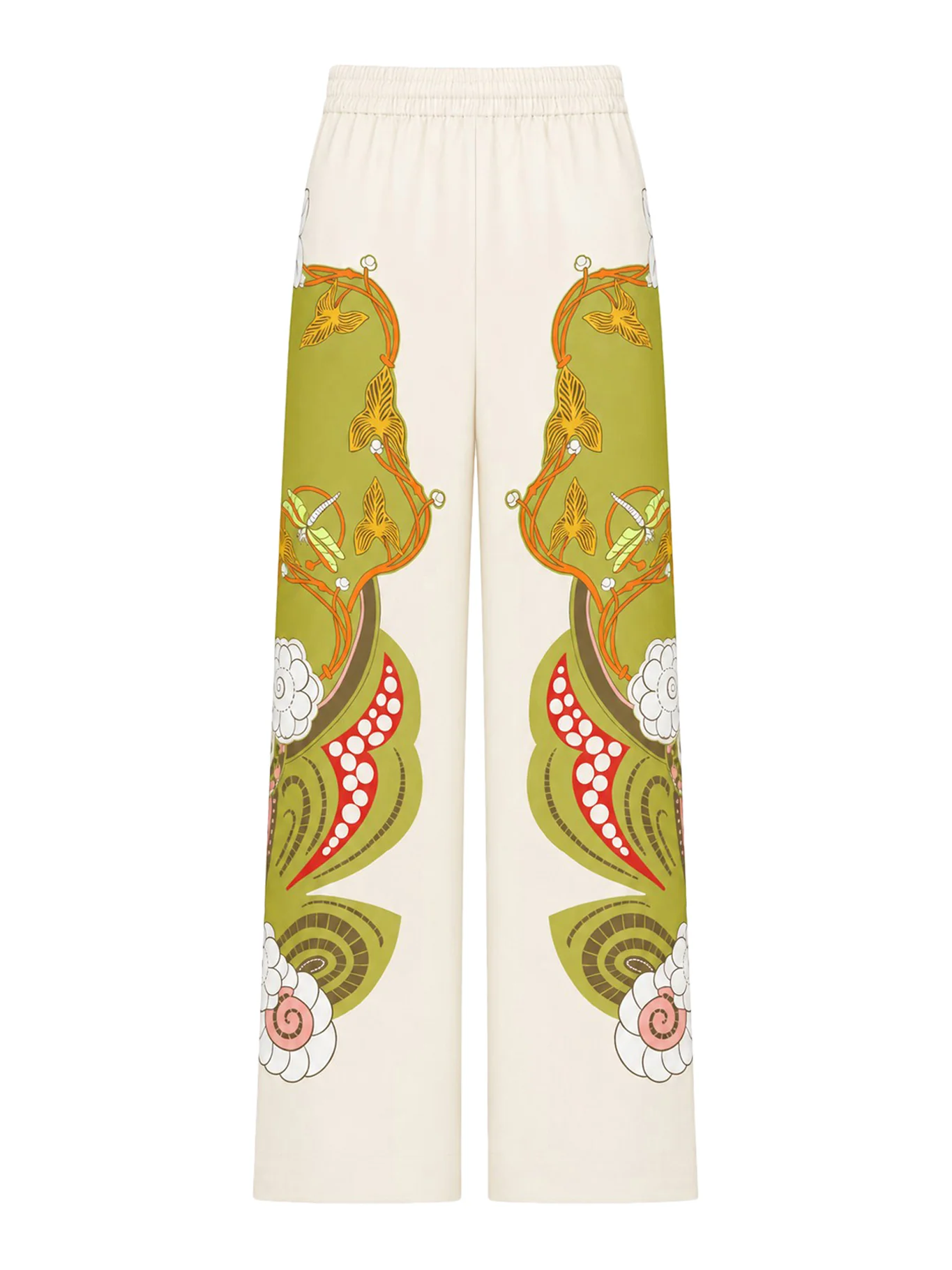 SILK PALAZZO TROUSERS WITH PLACED PRINT