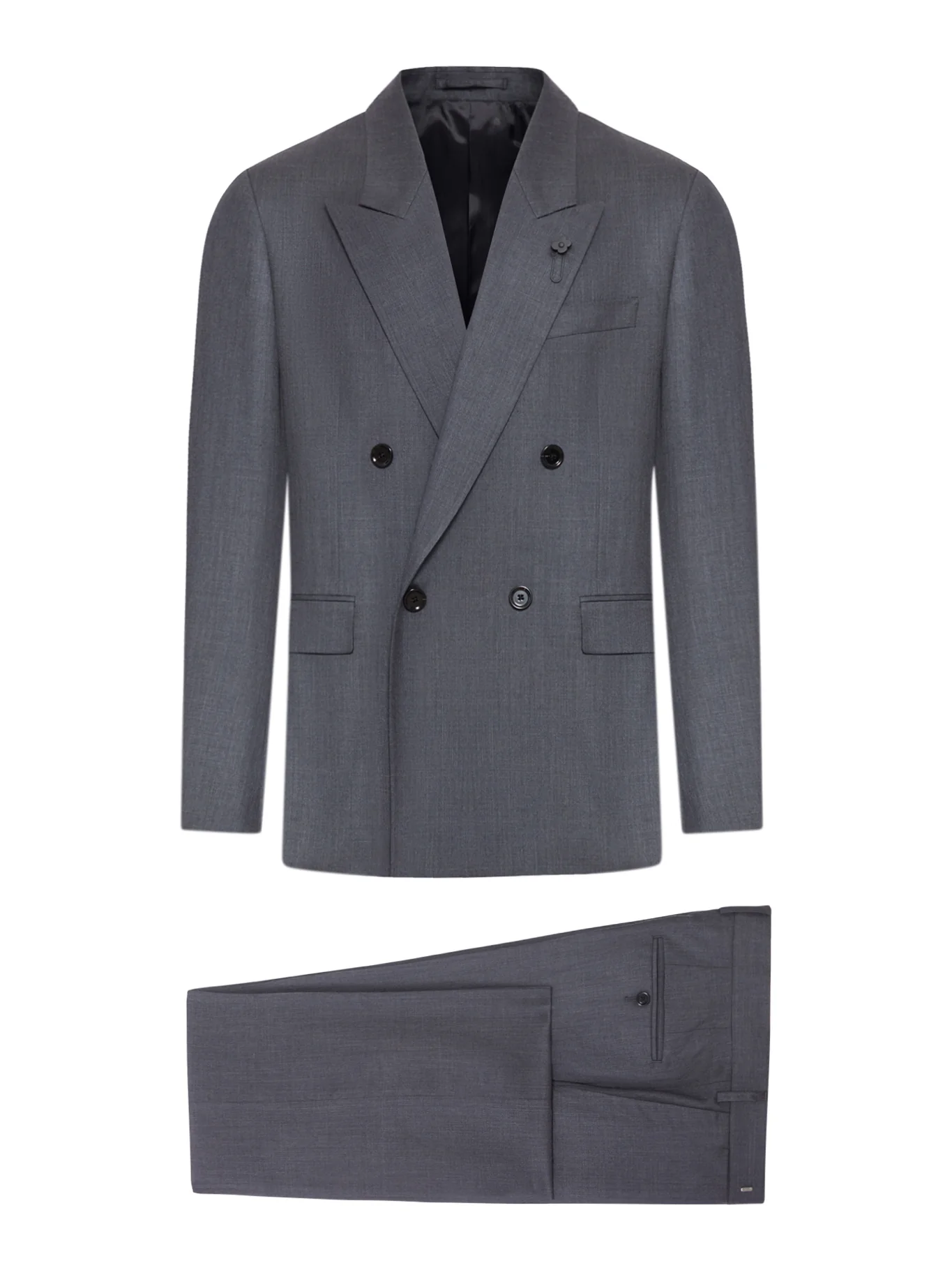 TAILORED DOUBLE-BREASTED SUIT IN WOOL AND SILK BLEND