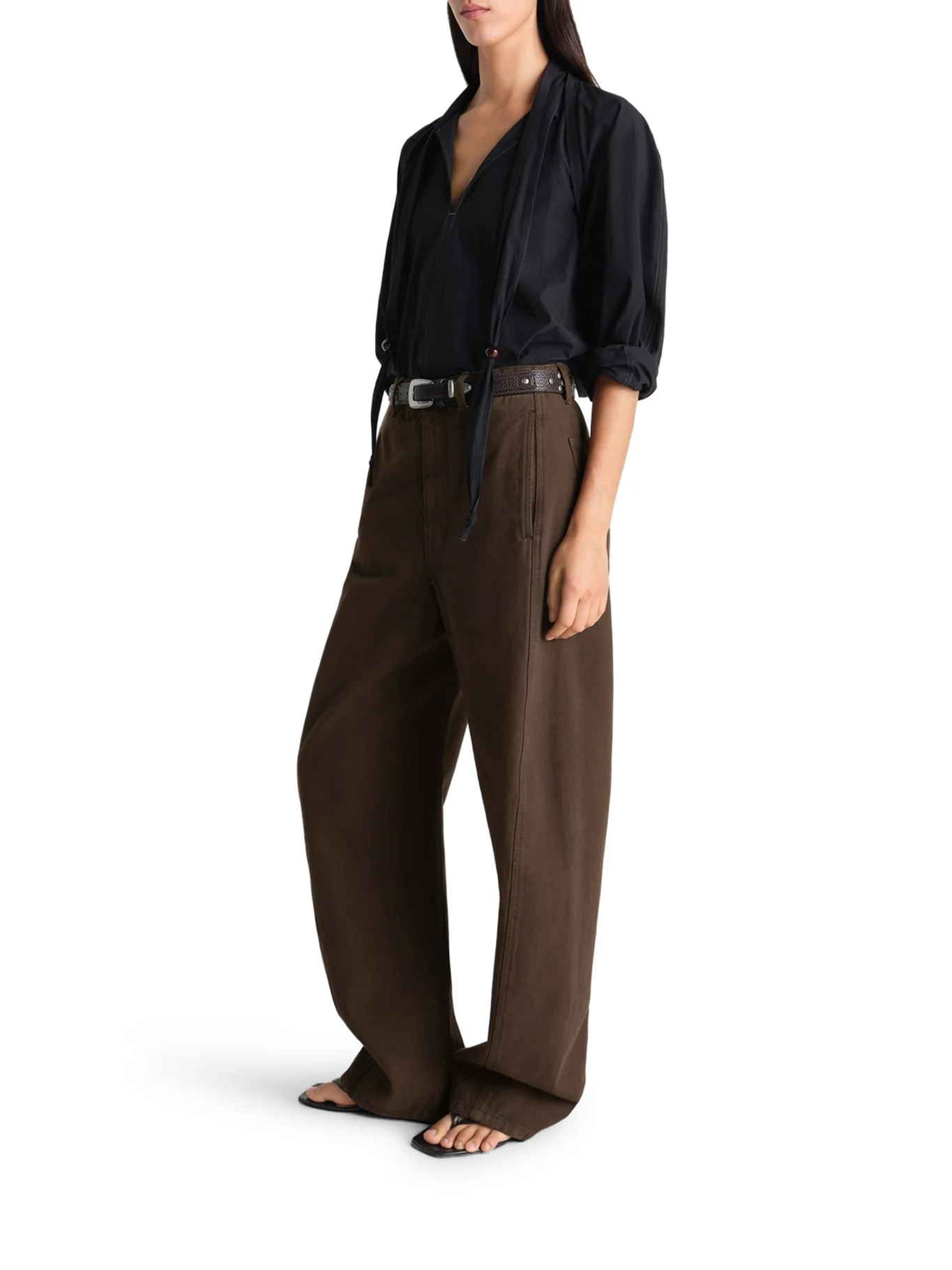 COTTON TROUSERS WITH BRAIDED BELT - Image 2