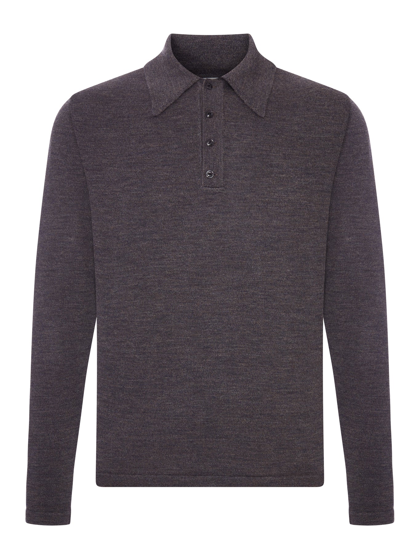 LONG-SLEEVED POLO SHIRT IN PREMIUM MOULINÉ MERINO WOOL