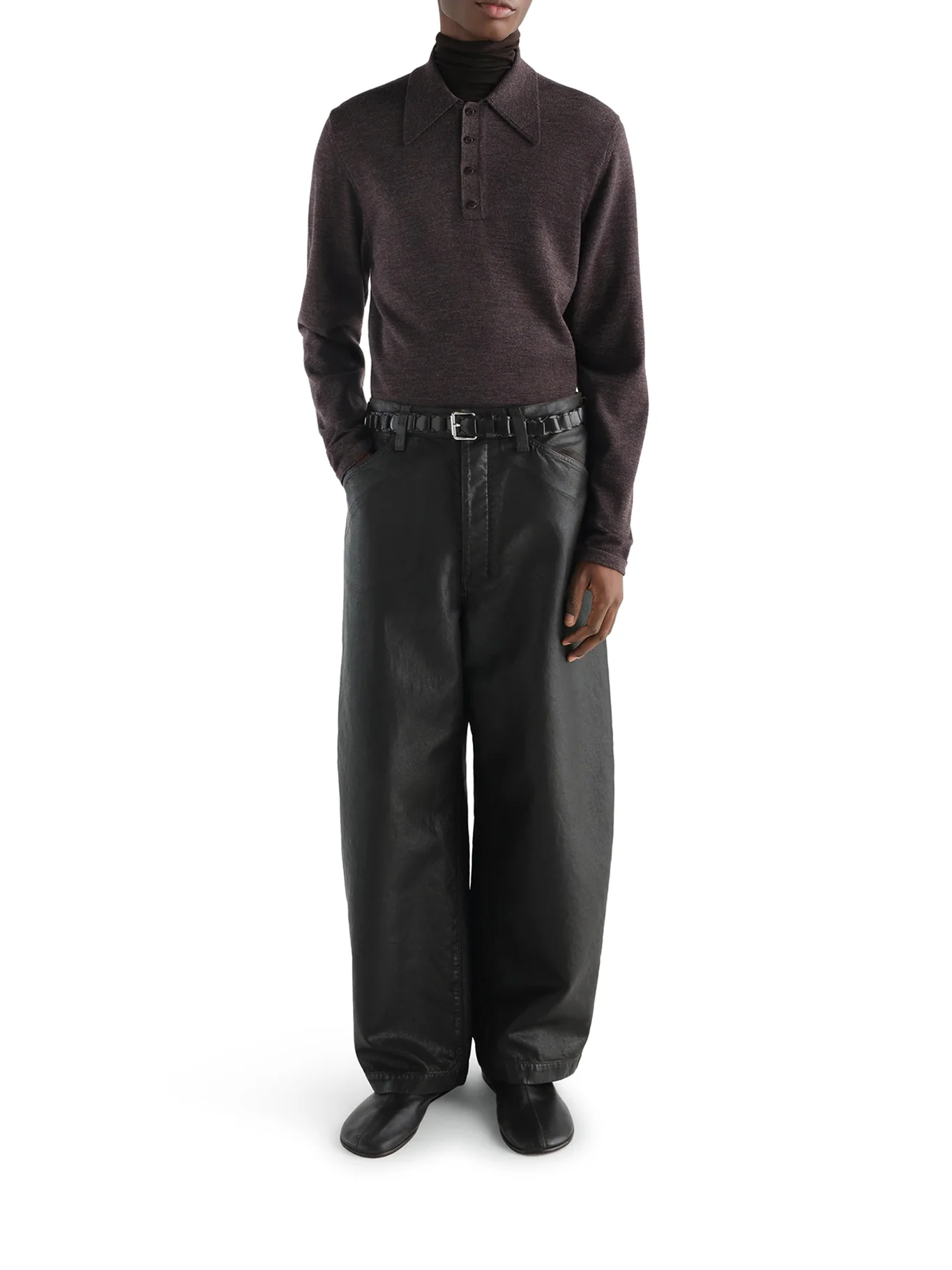 LONG-SLEEVED POLO SHIRT IN PREMIUM MOULINÉ MERINO WOOL - Image 2