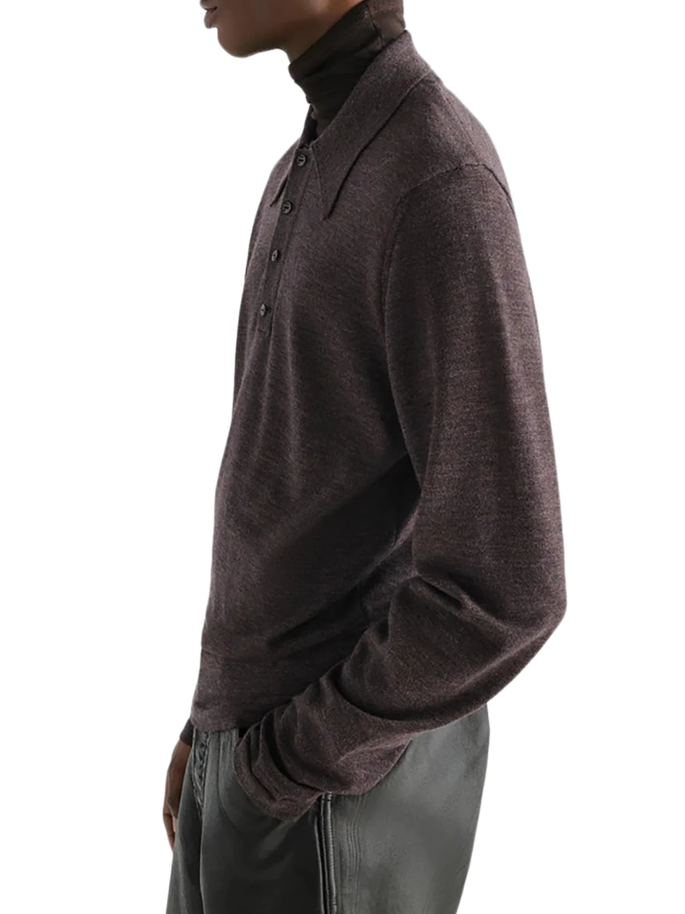 LONG-SLEEVED POLO SHIRT IN PREMIUM MOULINÉ MERINO WOOL - Image 5