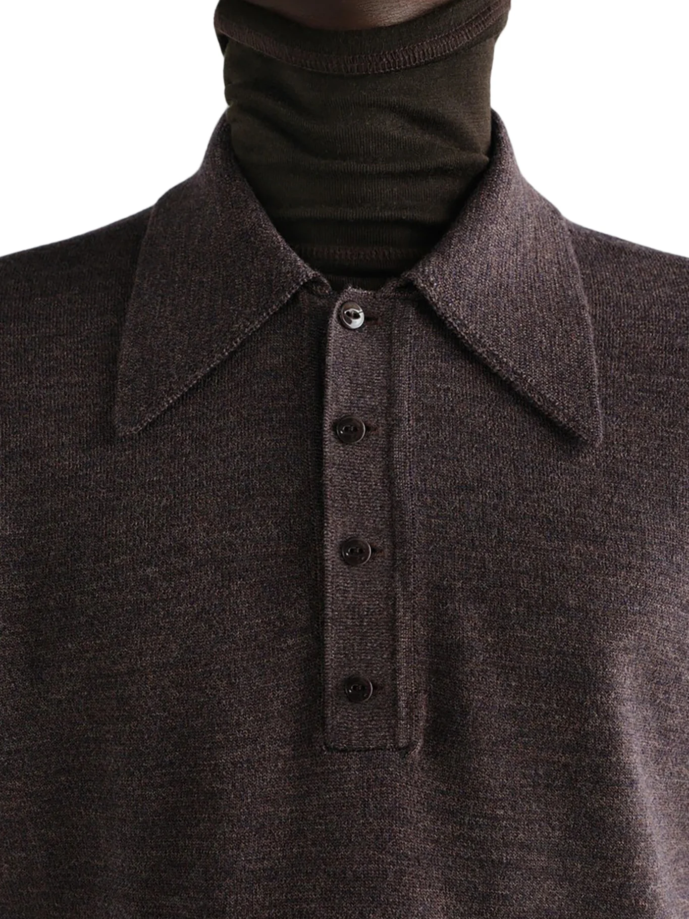 LONG-SLEEVED POLO SHIRT IN PREMIUM MOULINÉ MERINO WOOL - Image 6