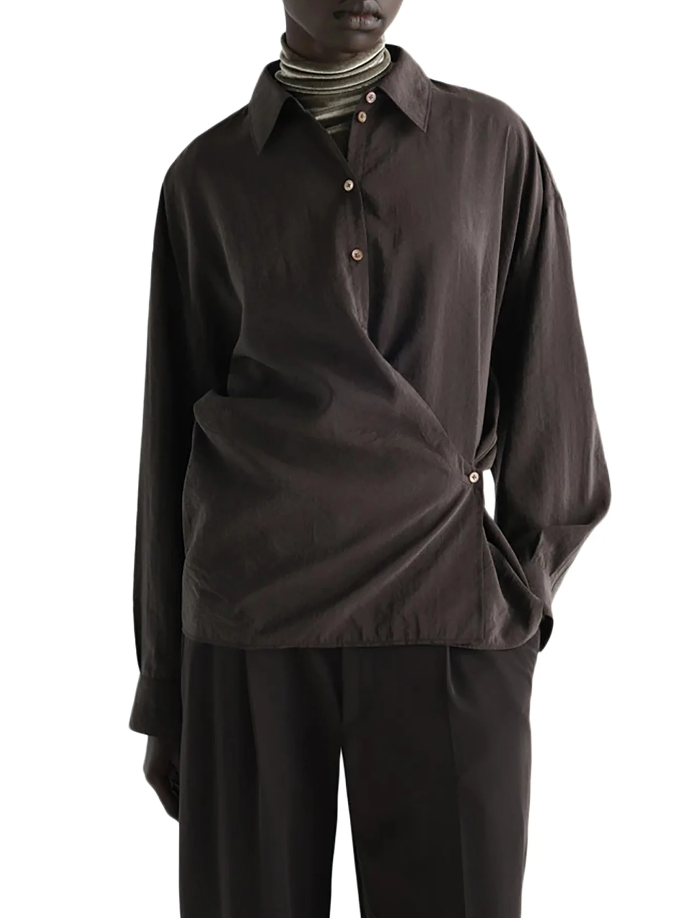 STRAIGHT COLLAR TWISTED SHIRT - Image 3