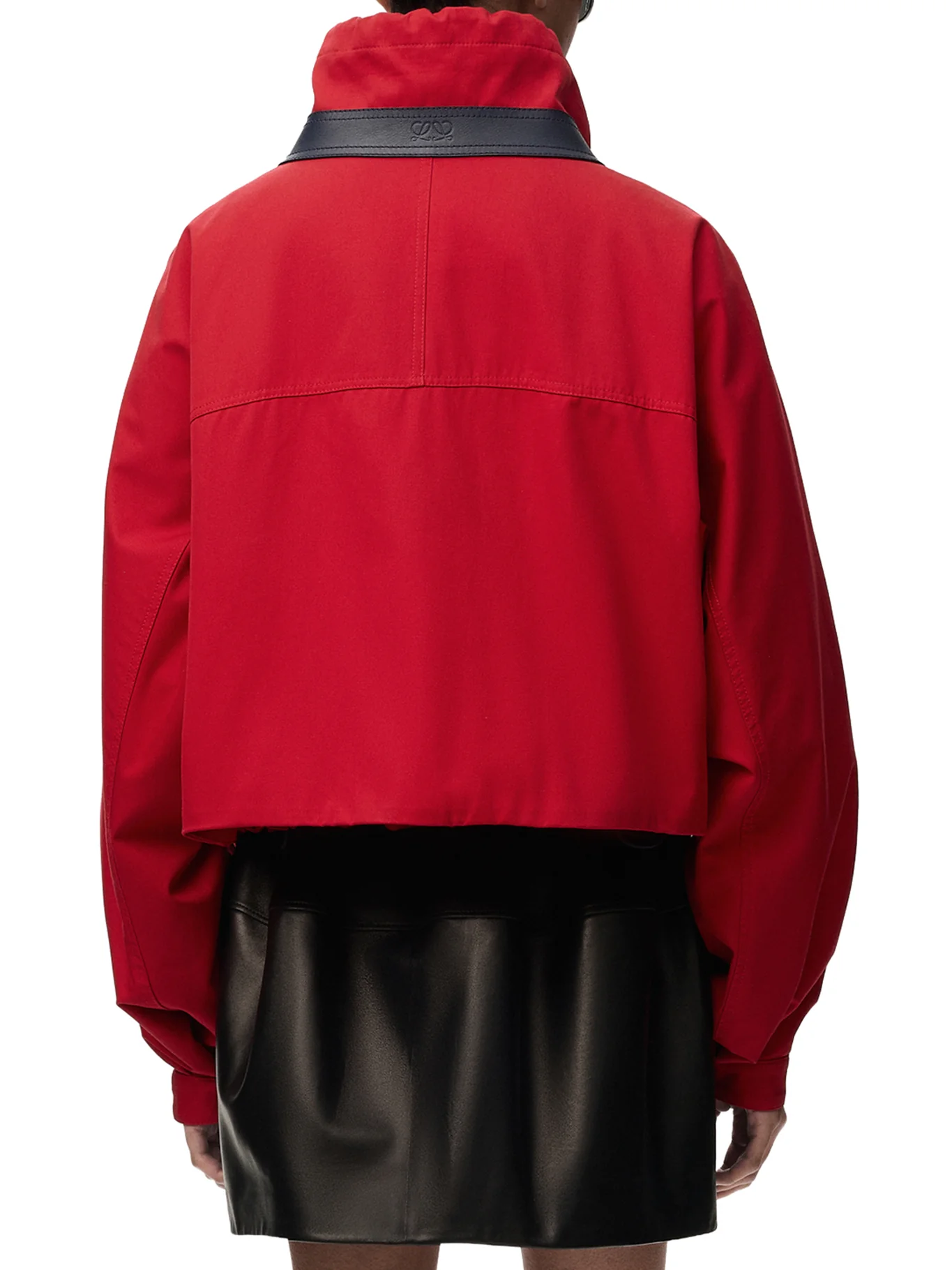 COTTON AND SILK GABARDINE JACKET WITH CONTRASTING LEATHER DETAILS - Image 4