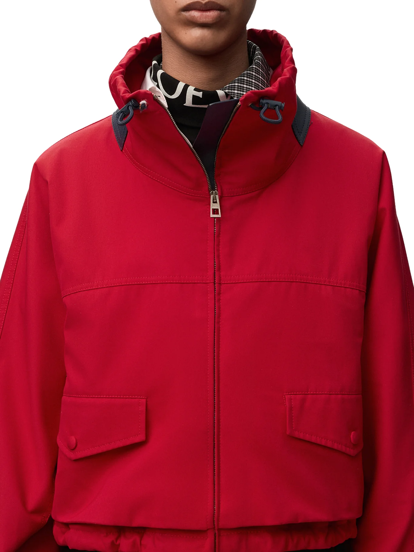 COTTON AND SILK GABARDINE JACKET WITH CONTRASTING LEATHER DETAILS - Image 5