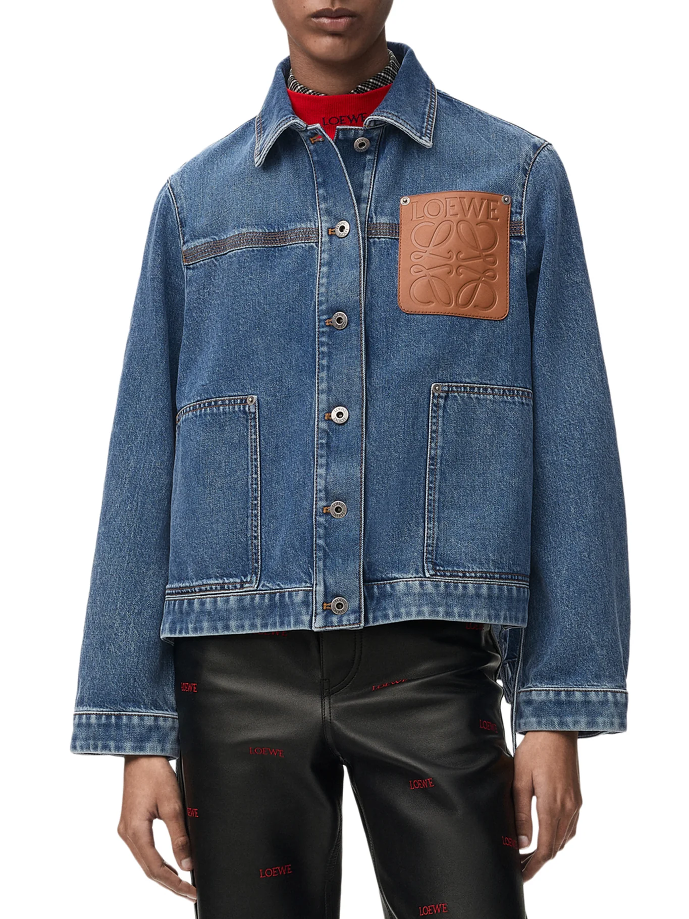 COTTON DENIM JACKET WITH AN ASYMMETRIC HEM AND SIDE LACES - Image 3