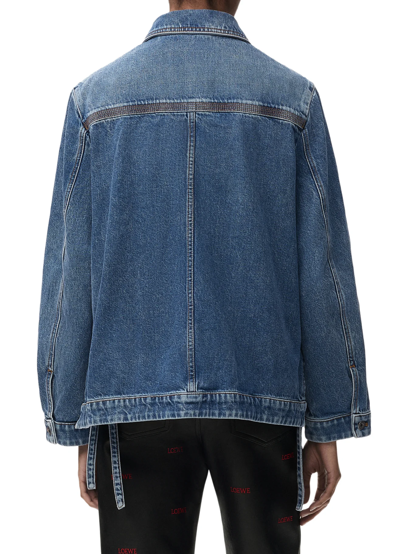 COTTON DENIM JACKET WITH AN ASYMMETRIC HEM AND SIDE LACES - Image 4