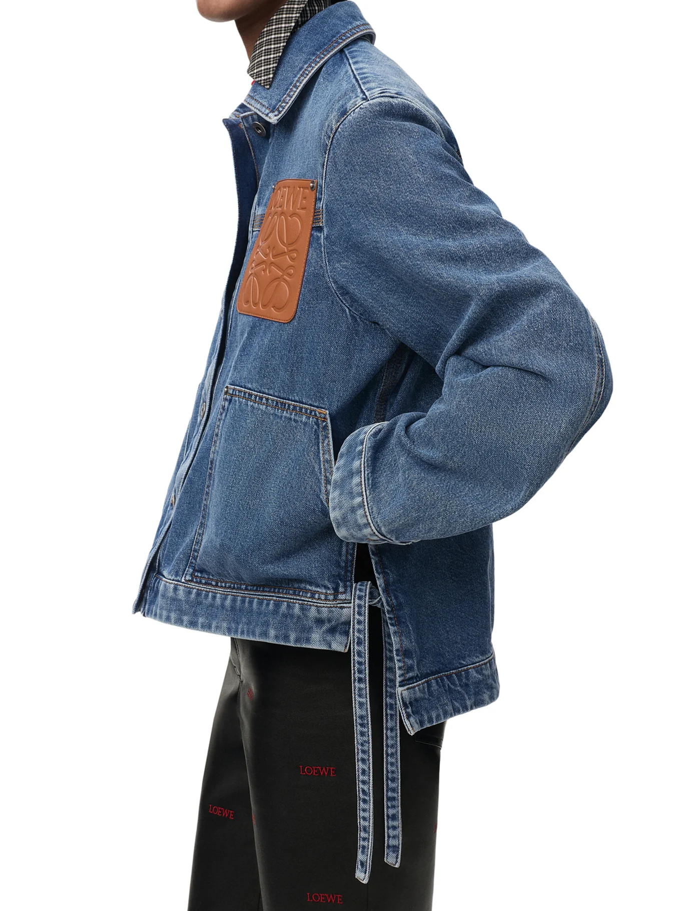 COTTON DENIM JACKET WITH AN ASYMMETRIC HEM AND SIDE LACES - Image 5