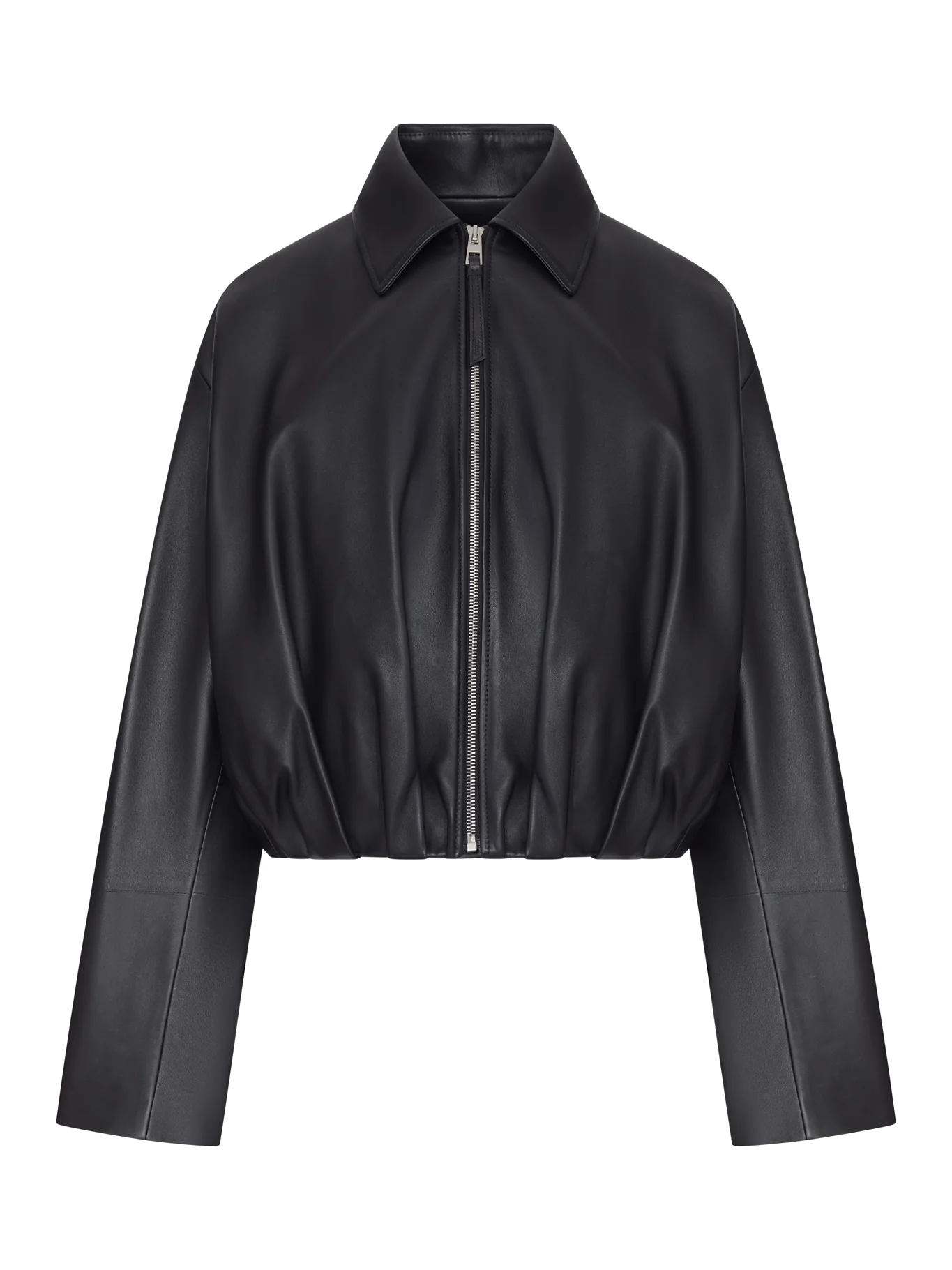 LAMB NAPPA JACKET WITH ASYMMETRIC DRAPING AT THE BACK