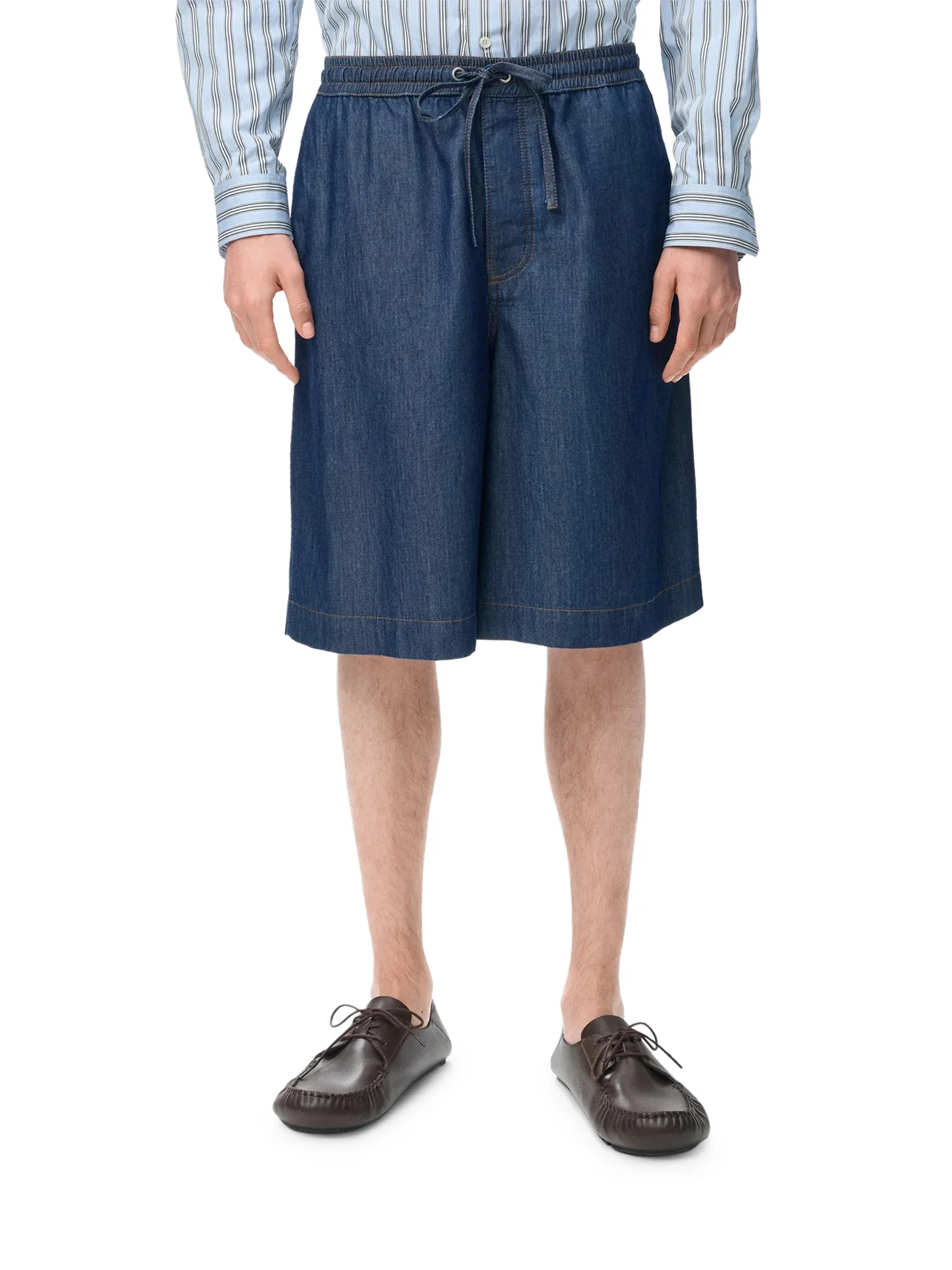 LIGHTWEIGHT COTTON CHAMBRAY SHORTS - Image 3