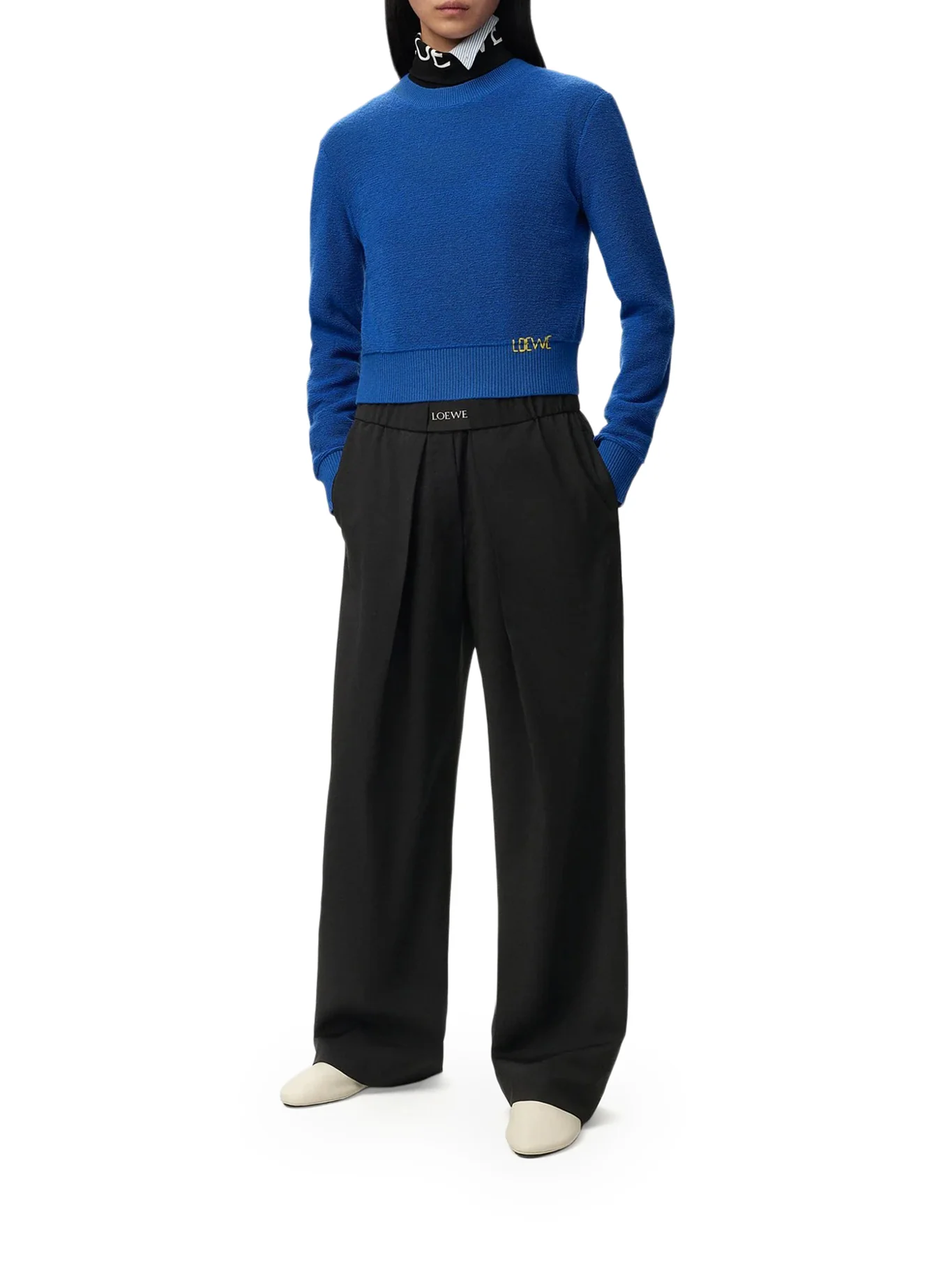 LOEWE TAILORED WOOL TROUSERS WITH JACQUARD ELASTICATED WAIST - Image 2