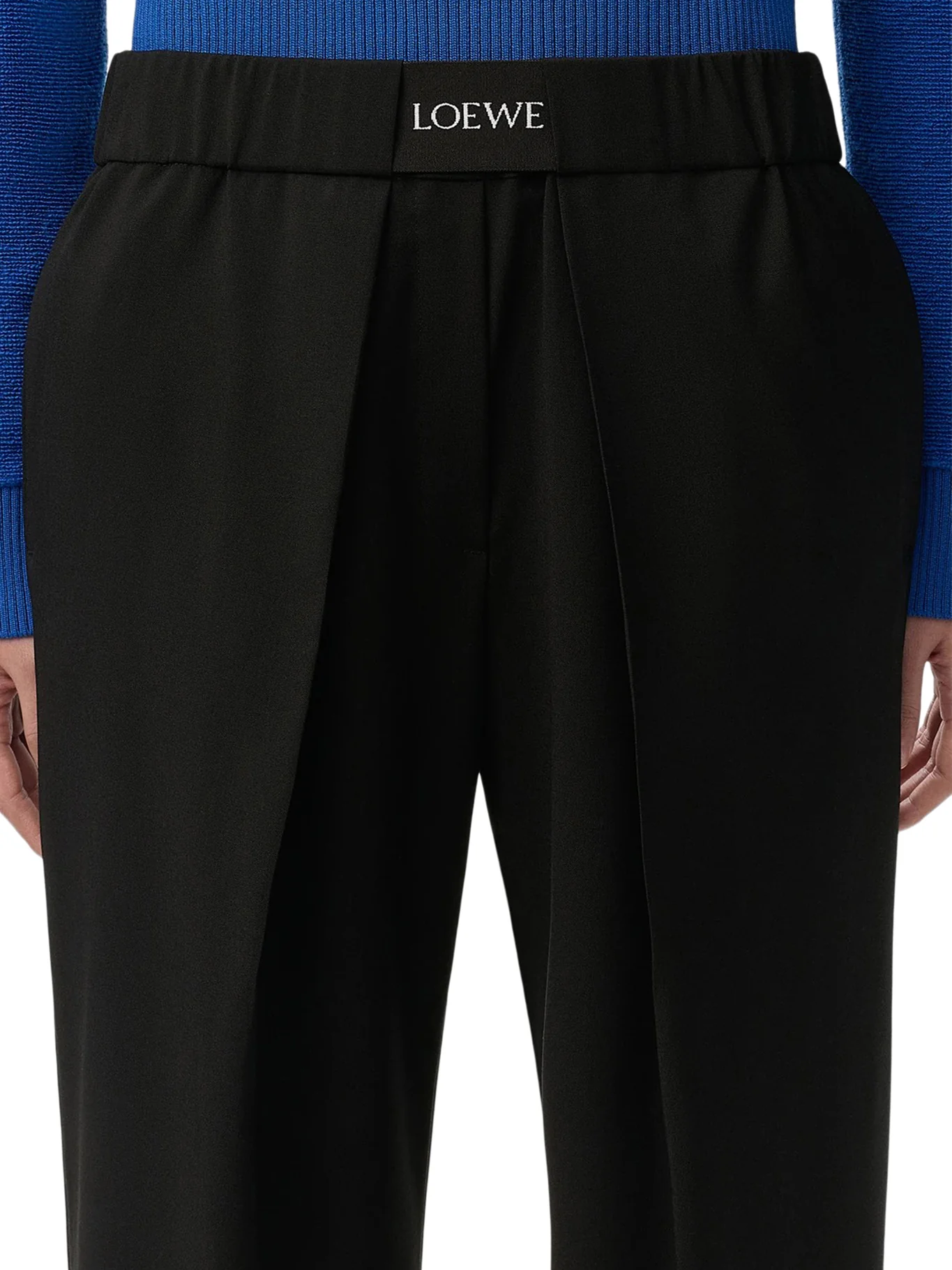 LOEWE TAILORED WOOL TROUSERS WITH JACQUARD ELASTICATED WAIST - Image 5