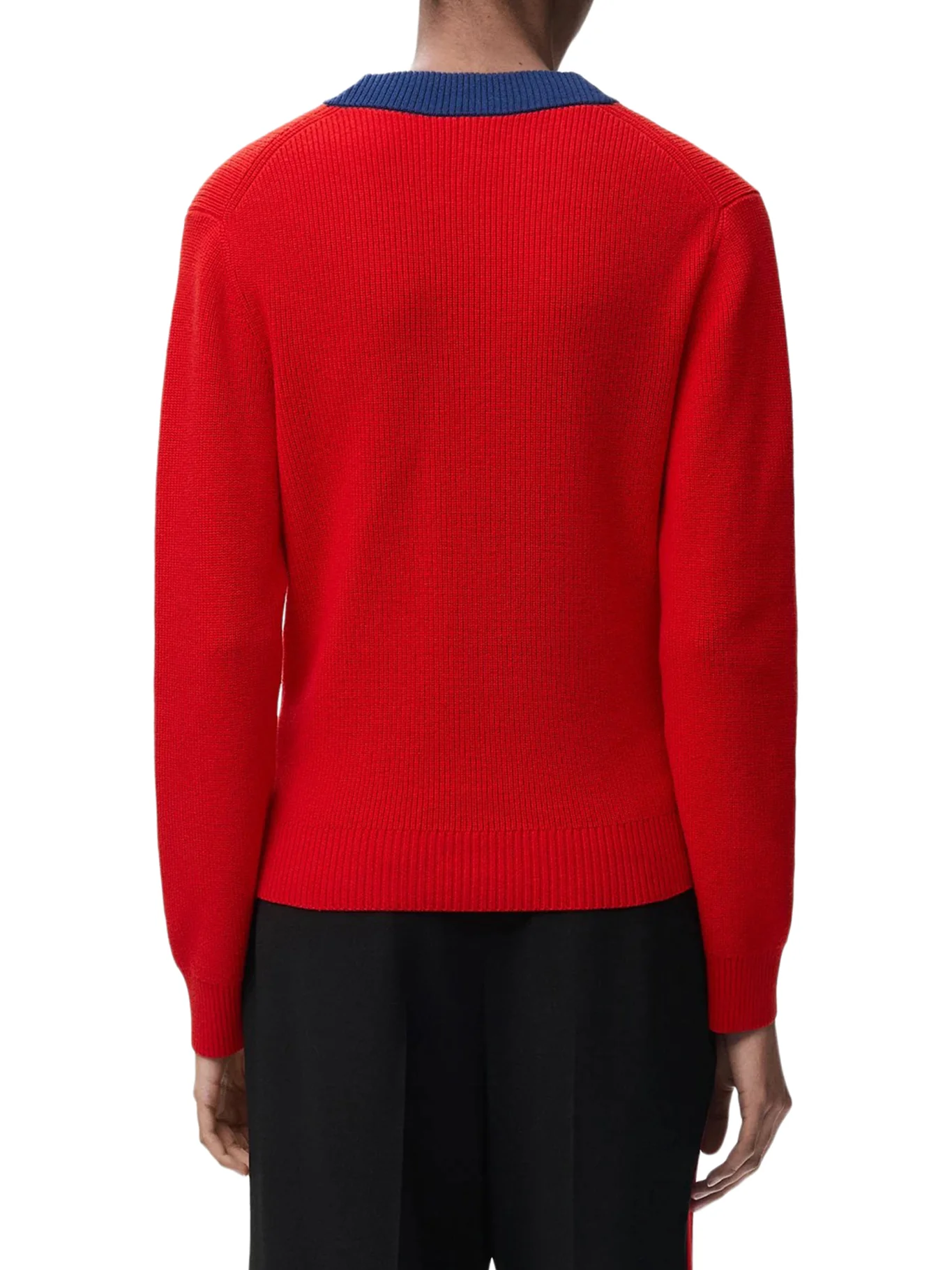 TEXTURED COTTON-WOOL BLEND SWEATER WITH A CONTRASTING COLLAR - Image 4