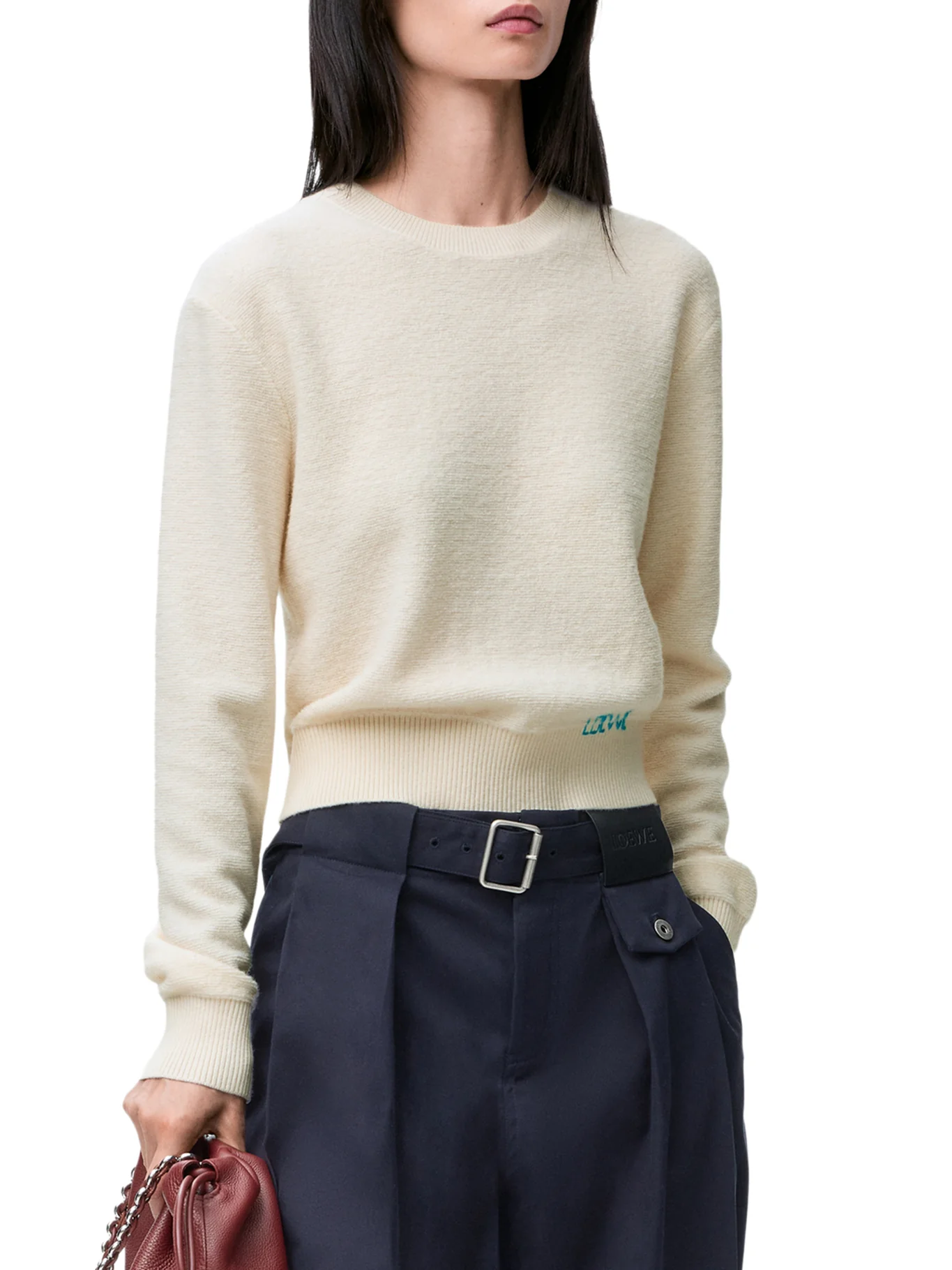 WOOL SWEATER WITH HAND-EMBROIDERED LOEWE DETAIL APPLIED TO THE HEM - Image 3