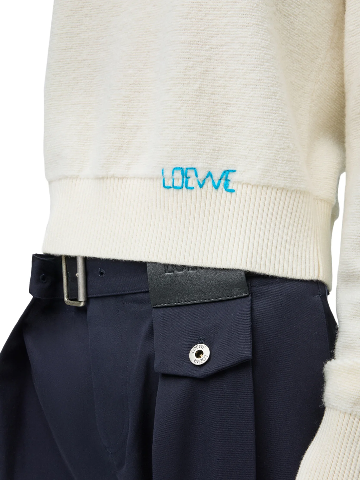WOOL SWEATER WITH HAND-EMBROIDERED LOEWE DETAIL APPLIED TO THE HEM - Image 5