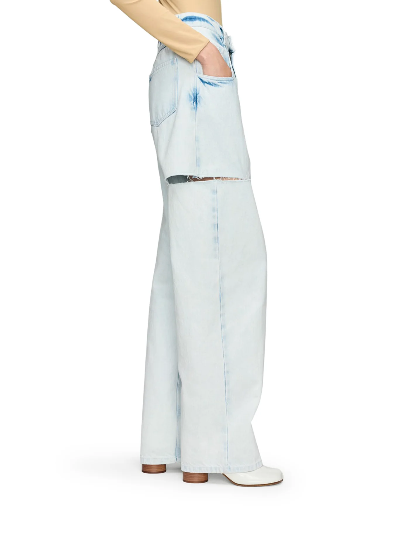 WIDE-LEG JEANS WITH DISTRESSED DETAILS - Image 4