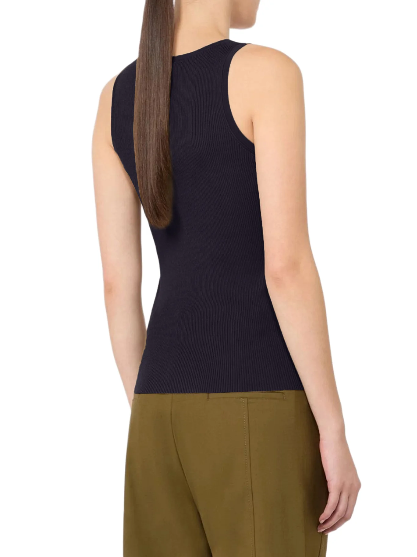 FITTED RIBBED TOP IN VISCOSE CREPE - Image 4