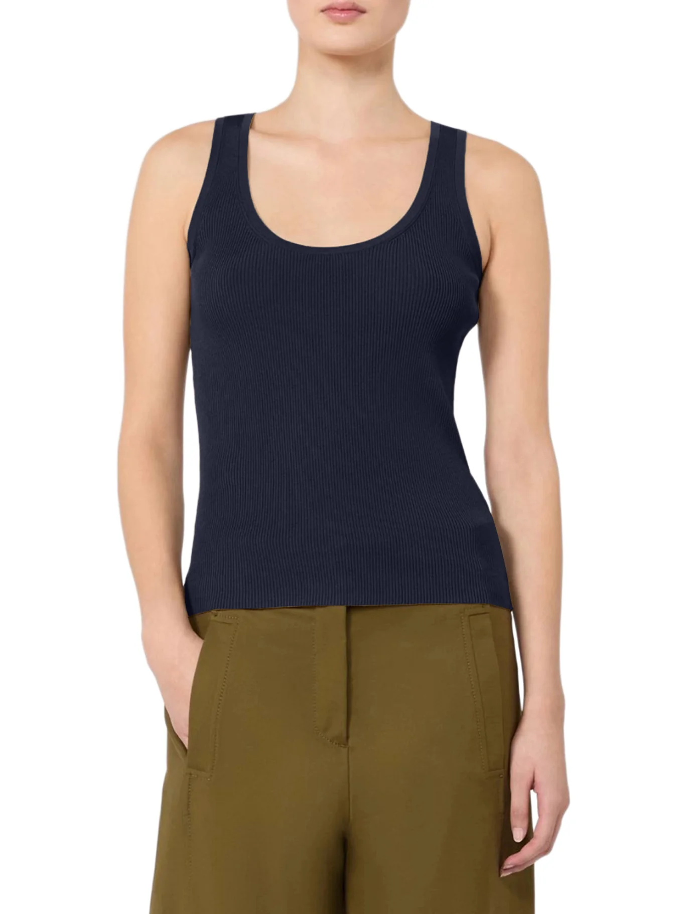 FITTED RIBBED TOP IN VISCOSE CREPE - Image 3