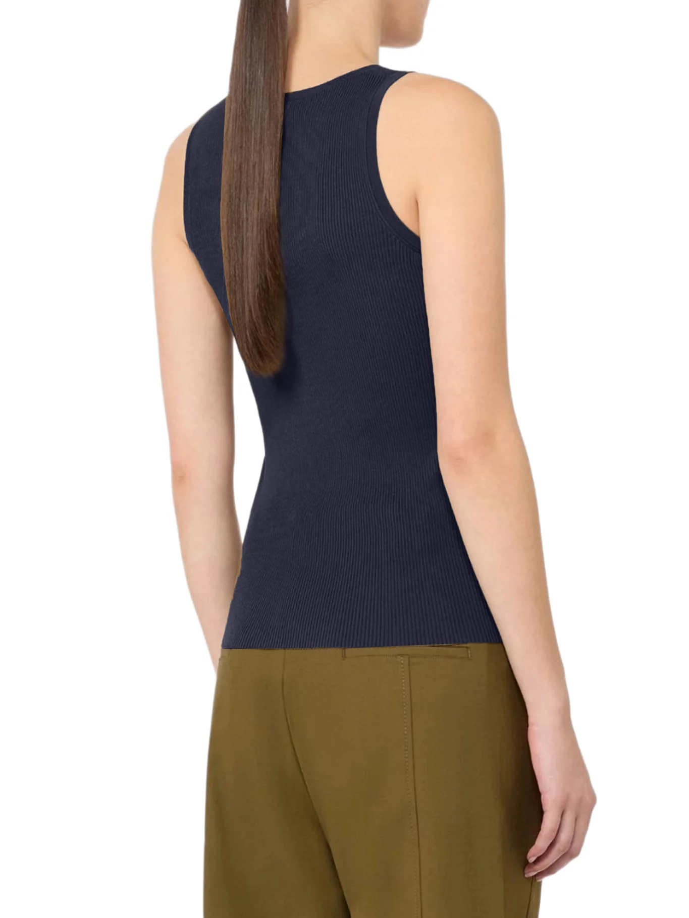 FITTED RIBBED TOP IN VISCOSE CREPE - Image 4